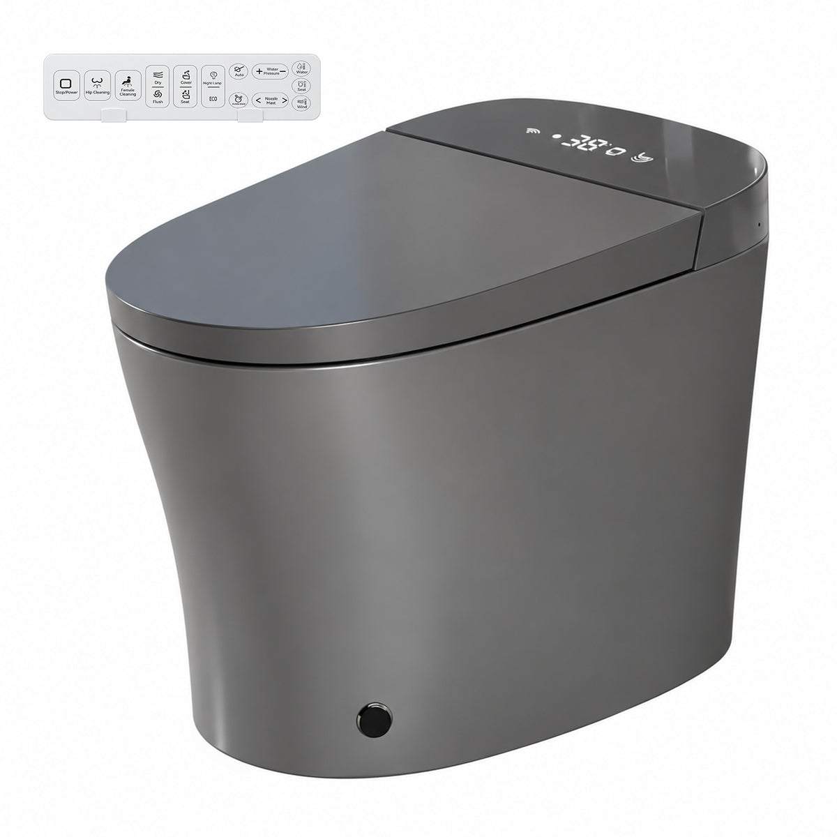 Rainlex ADA Smart Bidet Toilet with Auto Open Lid, Heated Seat, Warm Water Wash, Dryer, LED Display, Night Light & Remote Control(T54)