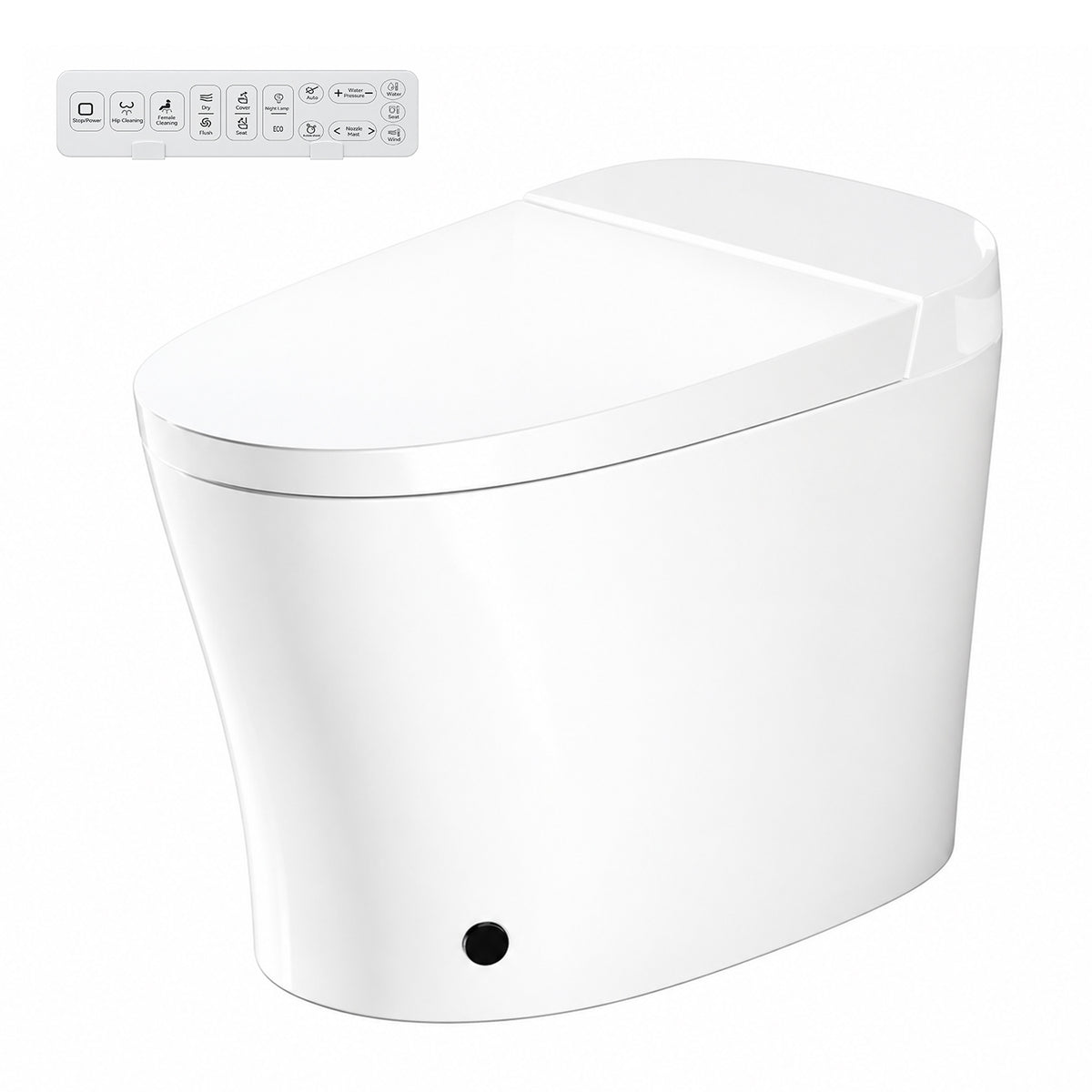 Rainlex ADA Smart Bidet Toilet with Auto Open Lid, Heated Seat, Warm Water Wash, Dryer, LED Display, Night Light & Remote Control(T54)