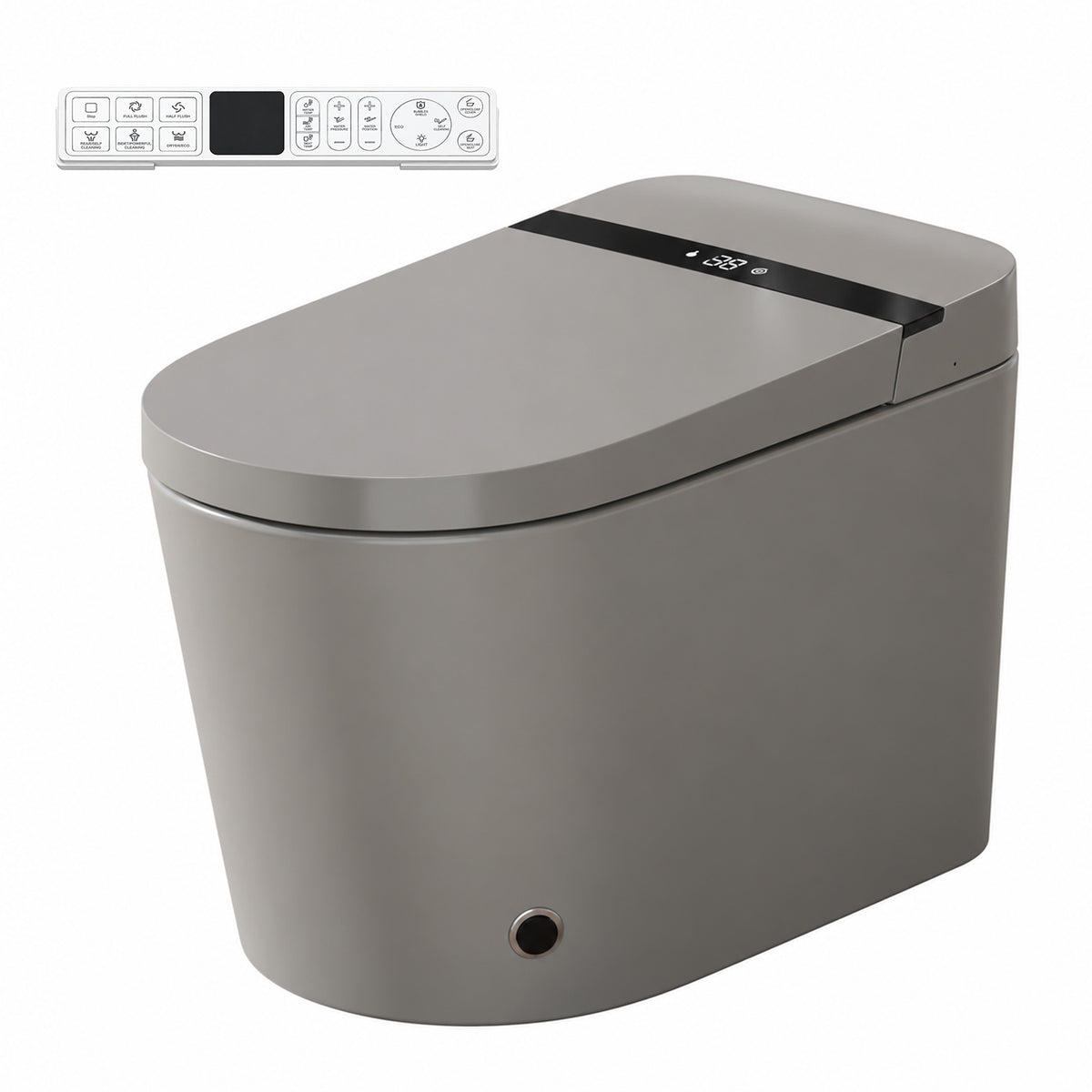 Rainlex Comfort Height Smart Bidet Toilet with Foam Shield, Auto Flush, Heated Seat, Warm Water Wash, Dryer, Bluetooth App & Remote Control(T55)