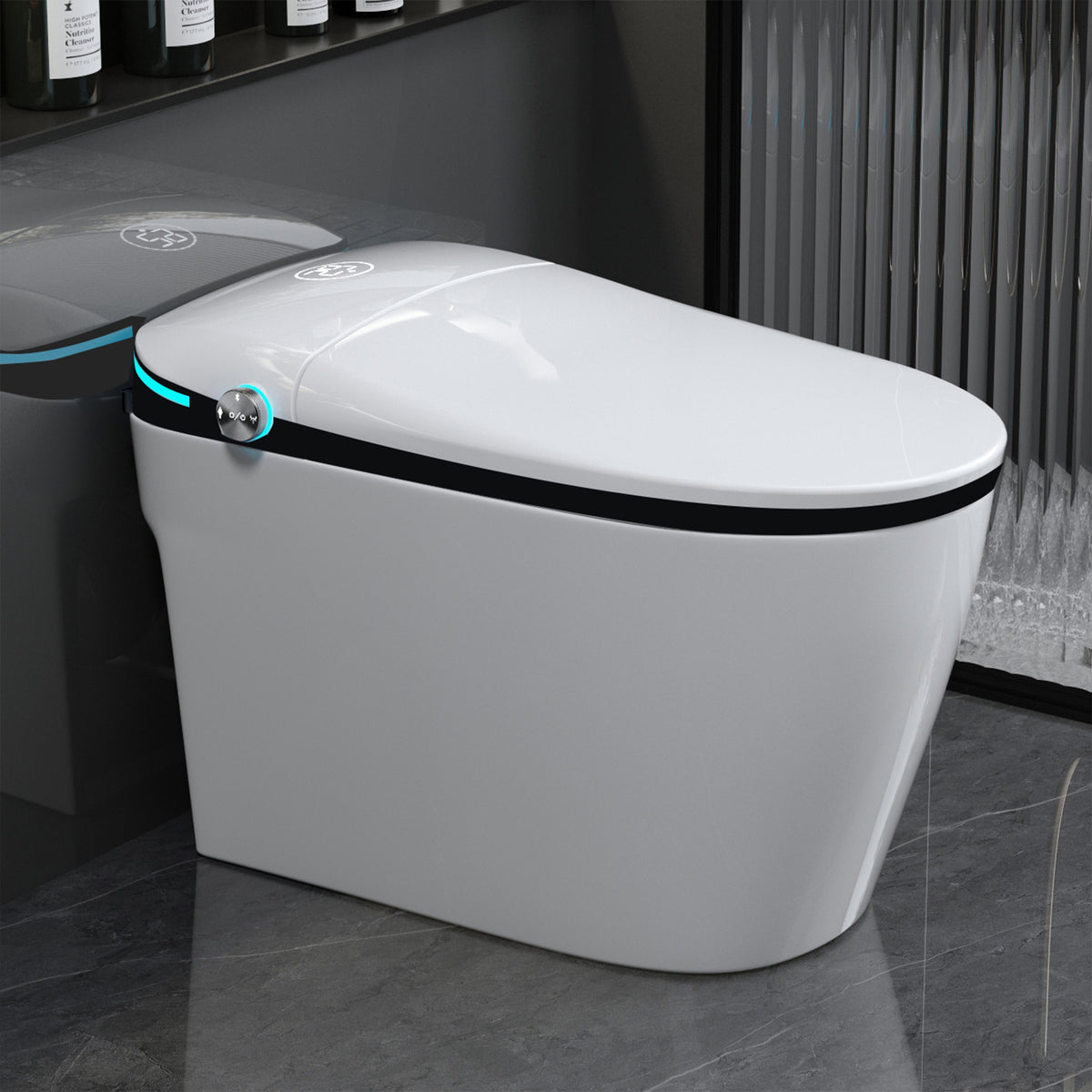 Rainlex Luxury Smart Bidet Toilet with Auto Open Lid, Heated Seat, Warm Water Wash, Dryer, Foot Sensor, LED Display & Remote Control