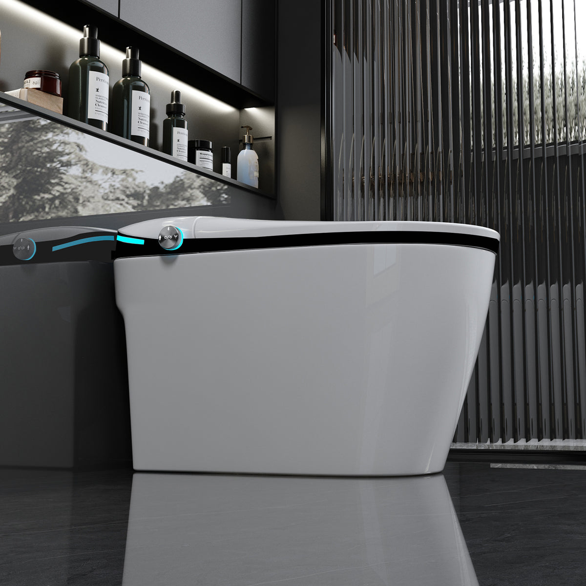 Rainlex Luxury Smart Bidet Toilet with Auto Open Lid, Heated Seat, Warm Water Wash, Dryer, Foot Sensor, LED Display & Remote Control