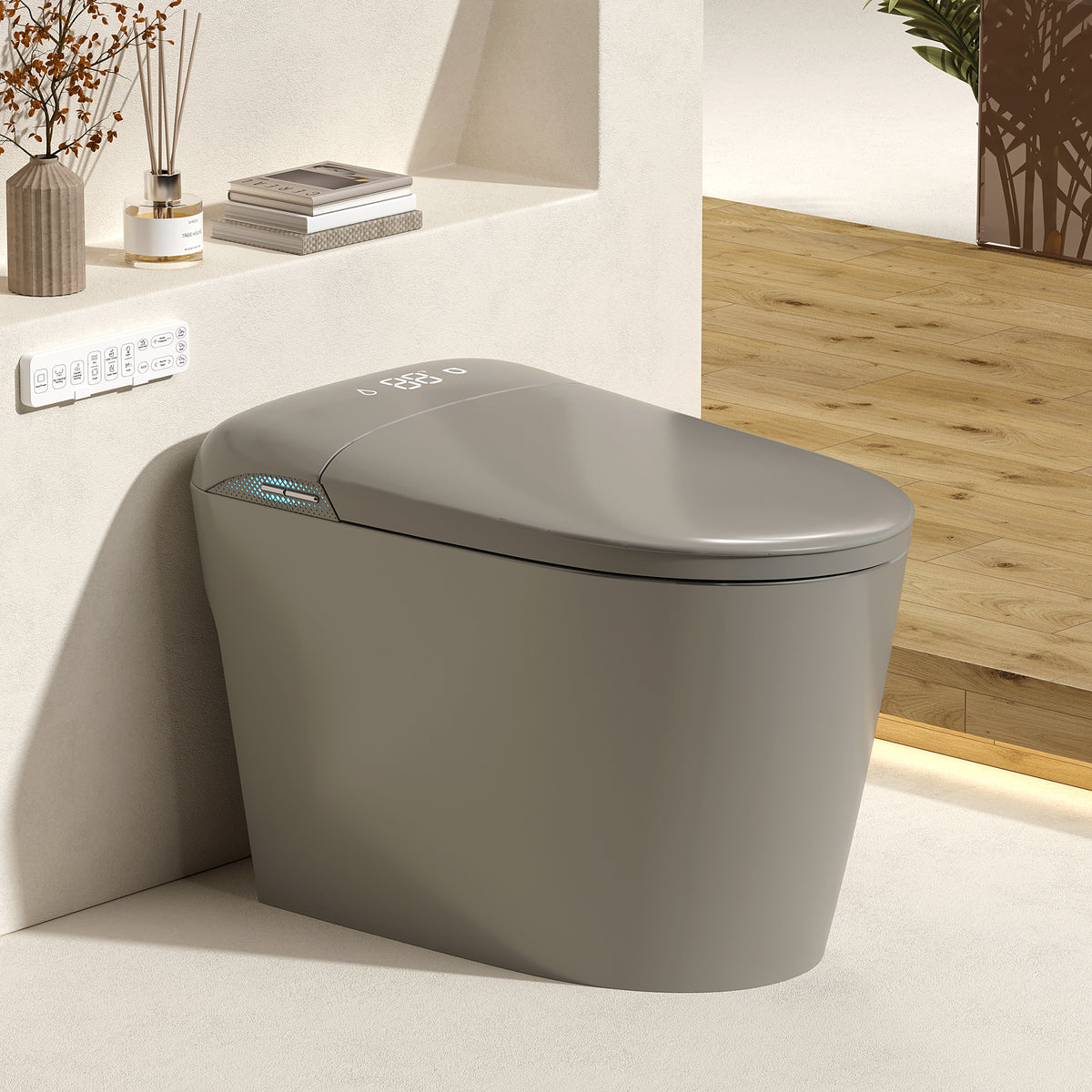 Rainlex Tankless Smart Bidet Toilet with Auto Open Lid, Heated Seat, Warm Water Wash, Dryer, Foot Sensor, LED Display & Remote Control(T57)