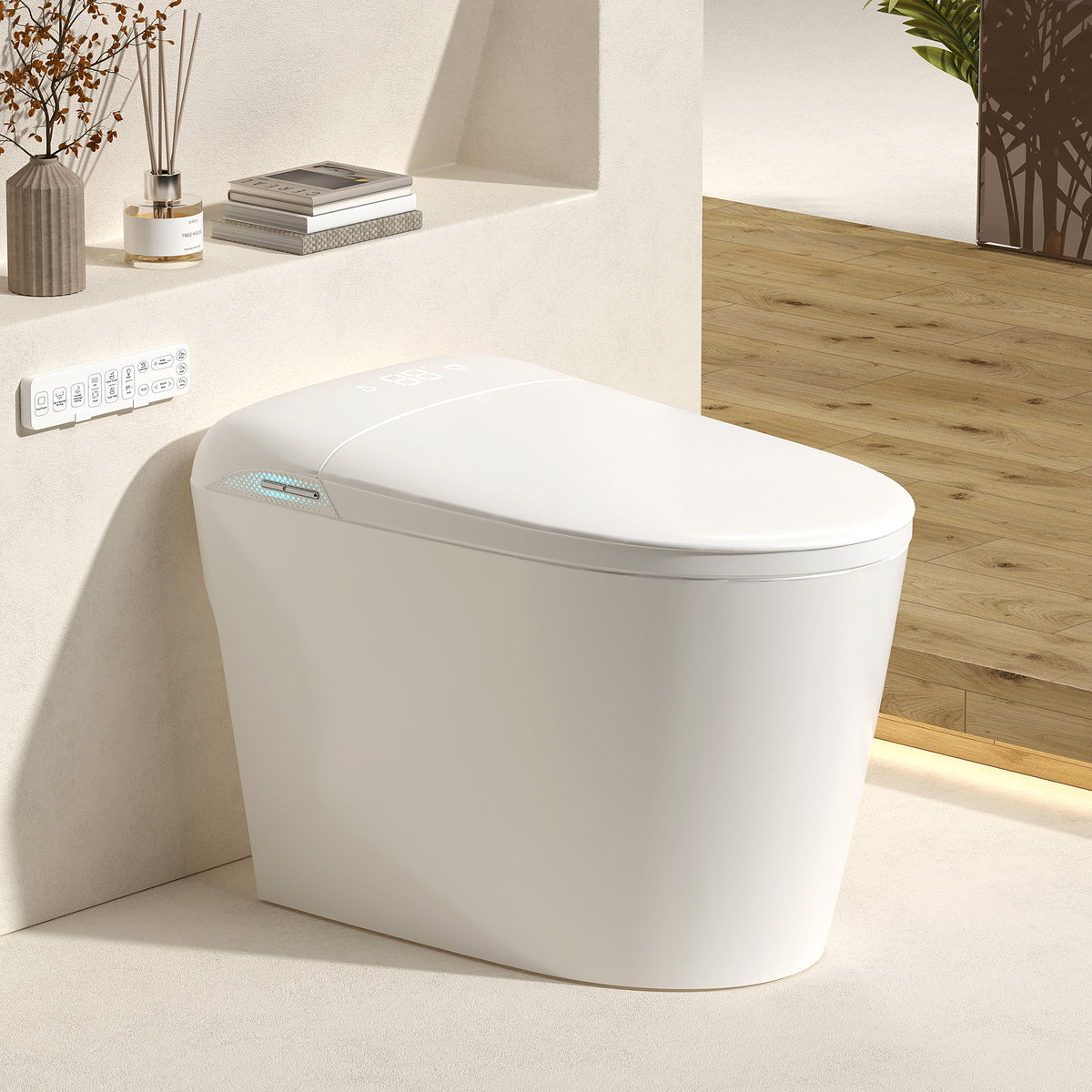 Rainlex Tankless Smart Bidet Toilet with Auto Open Lid, Heated Seat, Warm Water Wash, Dryer, Foot Sensor, LED Display & Remote Control(T57)