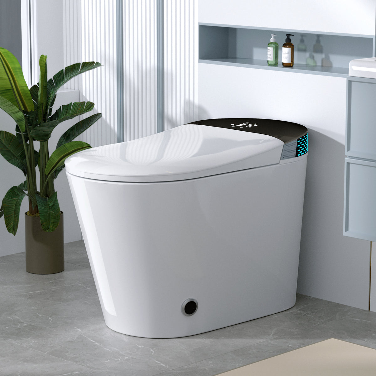 Rainlex ADA Tankless Smart Bidet Toilet with Foot Kick Sensor, Heated Seat, Warm Water Wash, Dryer, Auto Flush, Night Light & Remote Control(T58)