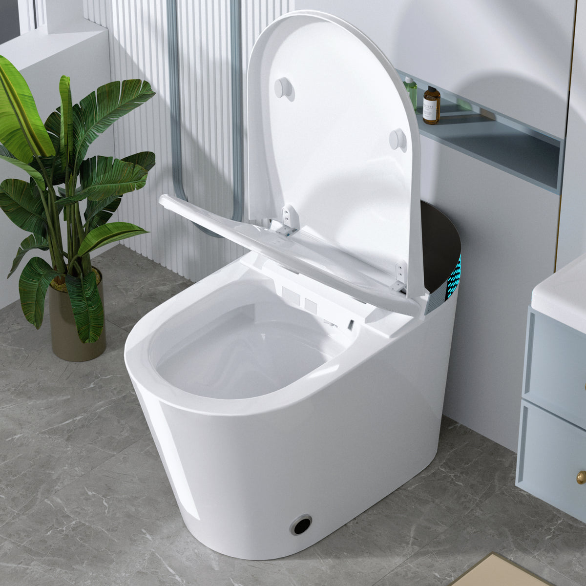 Rainlex ADA Tankless Smart Bidet Toilet with Foot Kick Sensor, Heated Seat, Warm Water Wash, Dryer, Auto Flush, Night Light & Remote Control(T58)