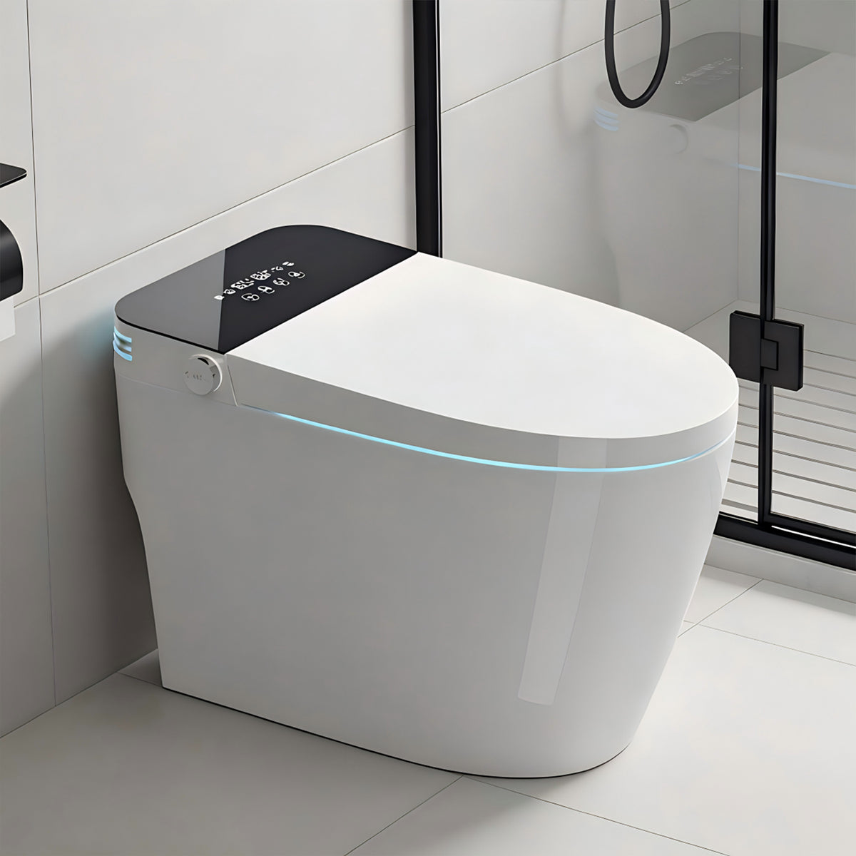 Rainlex Tankless Smart Bidet Toilet with Radar Sensor Auto Lid, Heated Seat, Warm Water Wash, Dryer, Foot Sensor, LED Display & Remote Control(T60)