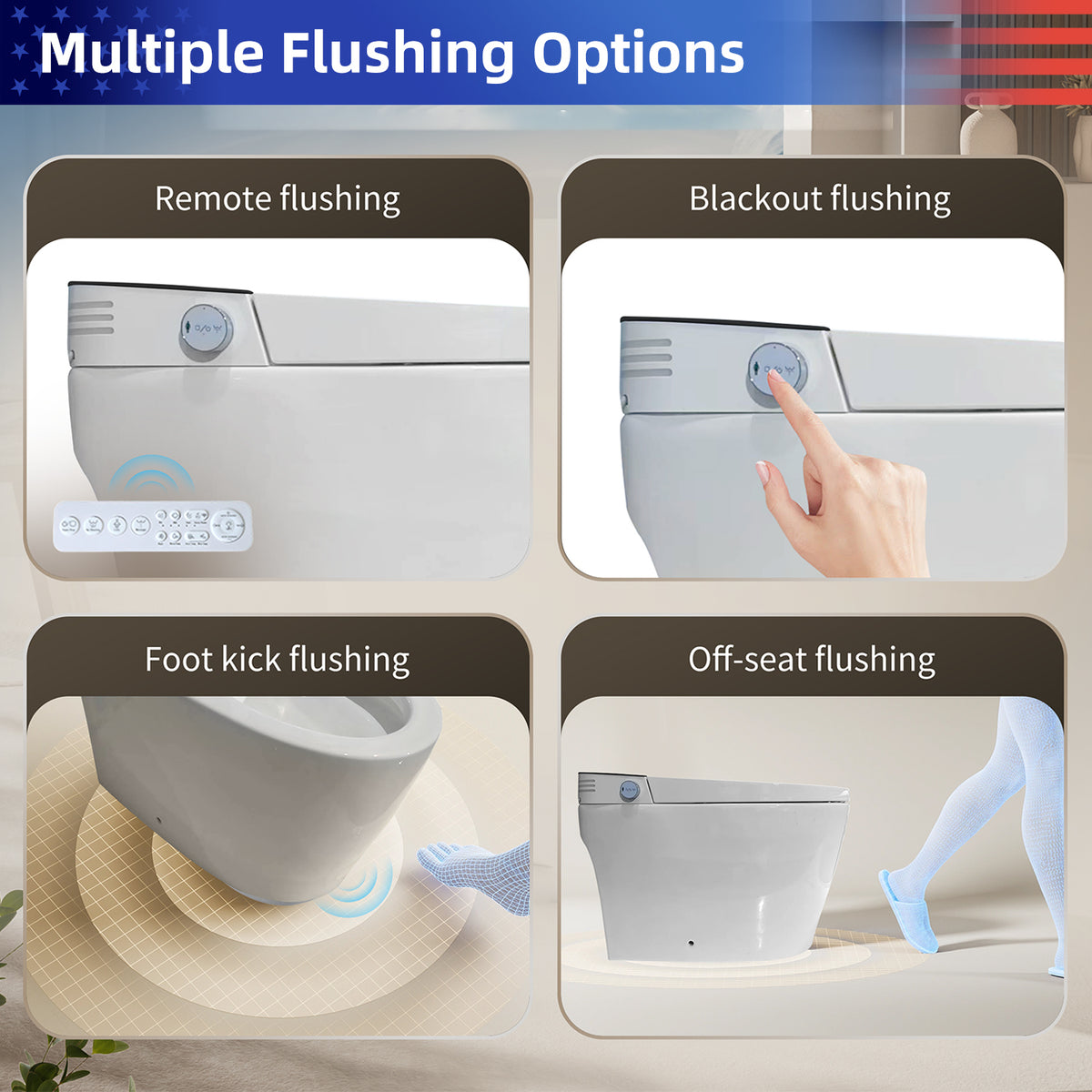 Rainlex Tankless Smart Bidet Toilet with Radar Sensor Auto Lid, Heated Seat, Warm Water Wash, Dryer, Foot Sensor, LED Display & Remote Control(T60)