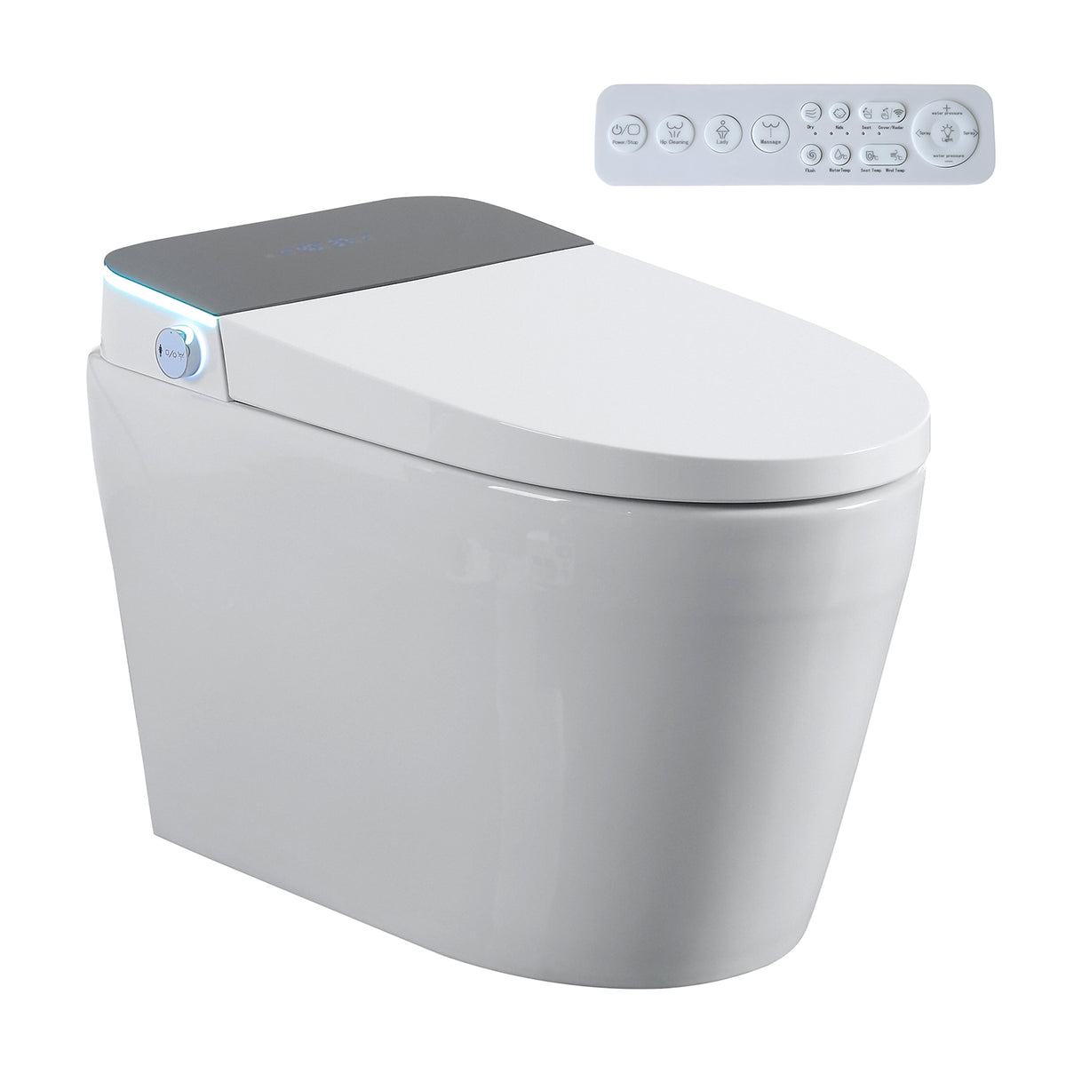 Rainlex Smart Bidet Toilet with Built-in Booster Tank, Radar Sensor Auto Lid, Heated Seat, Warm Water Wash, Dryer, Self-Cleaning Nozzle & Remote Control(T61)