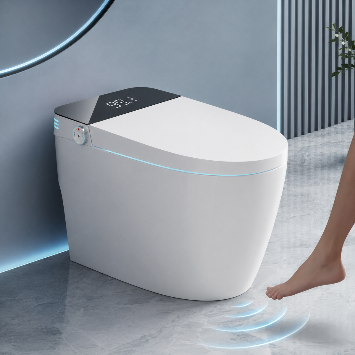 Rainlex Smart Bidet Toilet with Built-in Booster Tank, Radar Sensor Auto Lid, Heated Seat, Warm Water Wash, Dryer, Self-Cleaning Nozzle & Remote Control(T61)