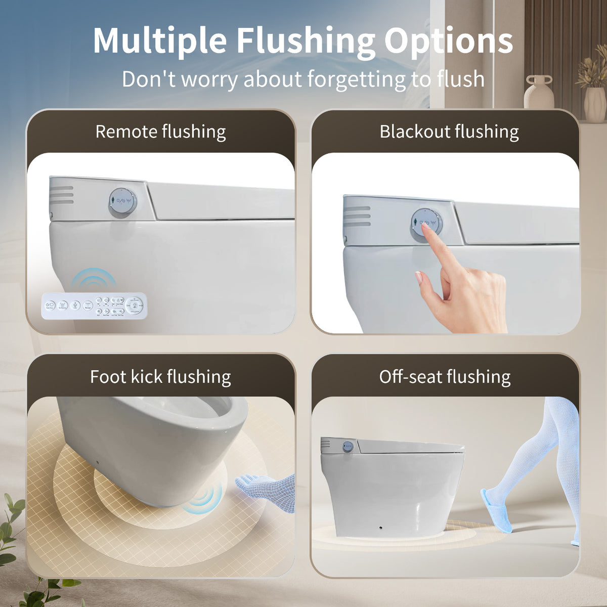 Rainlex Premium Tankless Smart Bidet Toilet with Radar Sensor Auto Lid, Heated Seat, Warm Water Wash, Dryer, Self-Cleaning Nozzle & Remote Control(T63)