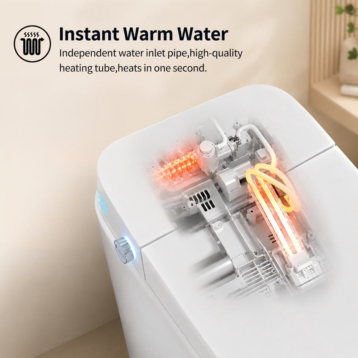 Rainlex Smart Bidet Toilet with Built-in Booster Tank, Radar Sensor Auto Lid, Heated Seat, Warm Water Wash, Dryer, Self-Cleaning Nozzle & Remote Control(T64)