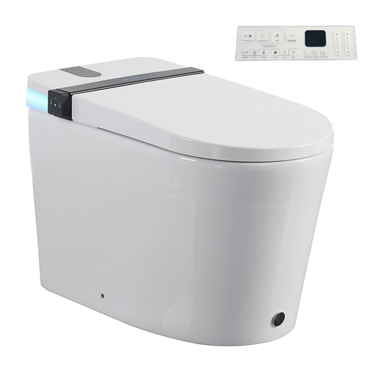 Rainlex Smart Bidet Toilet with Foam Shield, Radar Sensor Auto Lid, Heated Seat, Warm Water Wash, Dryer, Foot Sensor & Remote Control(T65)