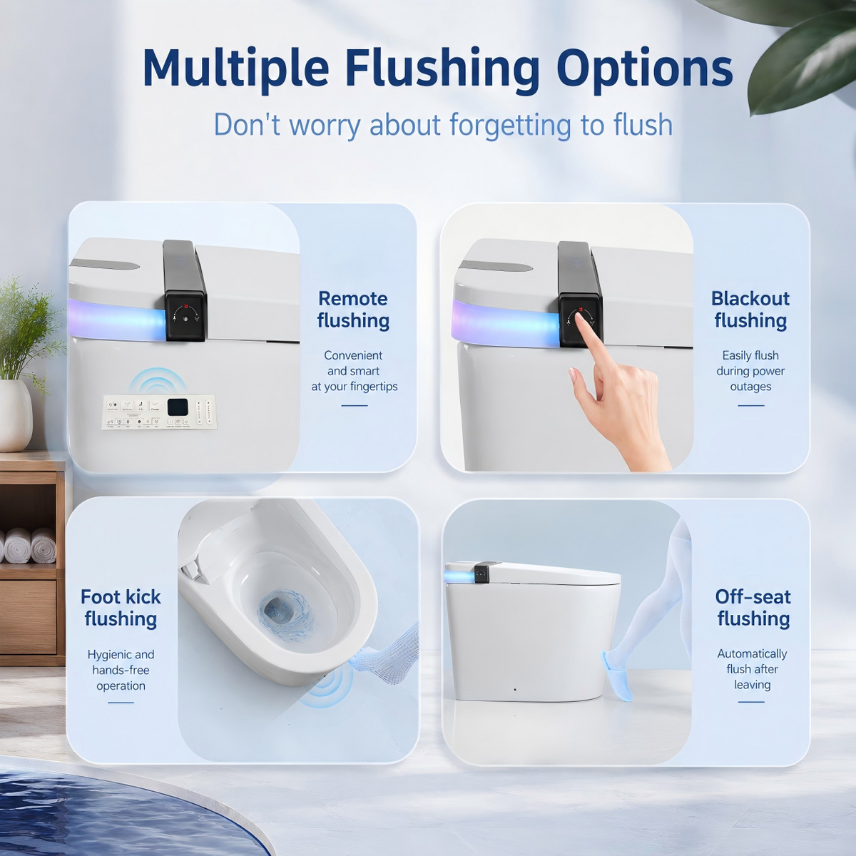Rainlex Smart Bidet Toilet with Built-in Booster Tank, Radar Sensor Auto Lid, Heated Seat, Foam Shield, Warm Water Wash, Dryer & Side Knob Control(T66)