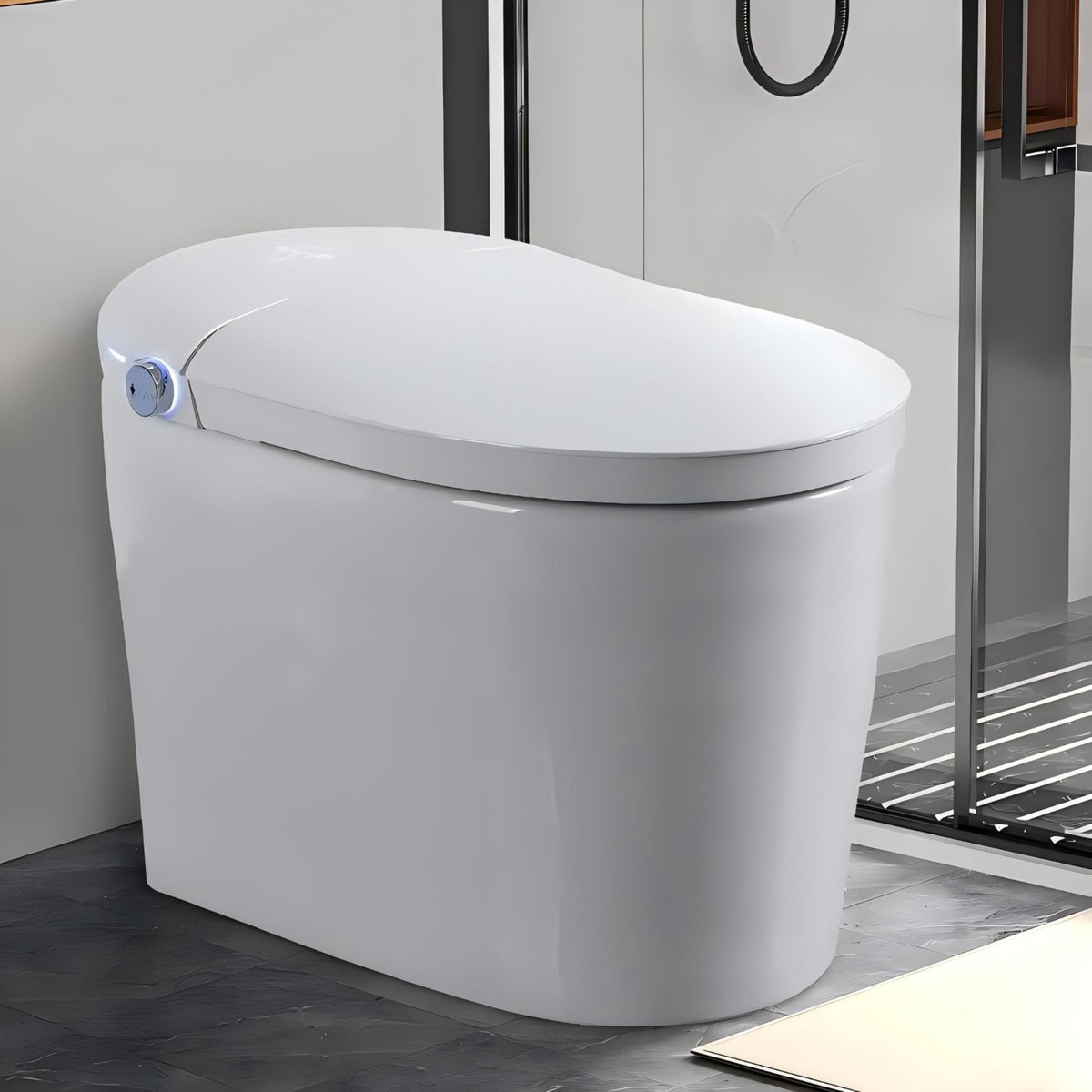 Rainlex Tankless Smart Bidet Toilet with Auto Open Lid, Heated Seat, Bubble Wash, Warm Water Wash, Dryer, Foot Sensor & Side Knob Control(T67)