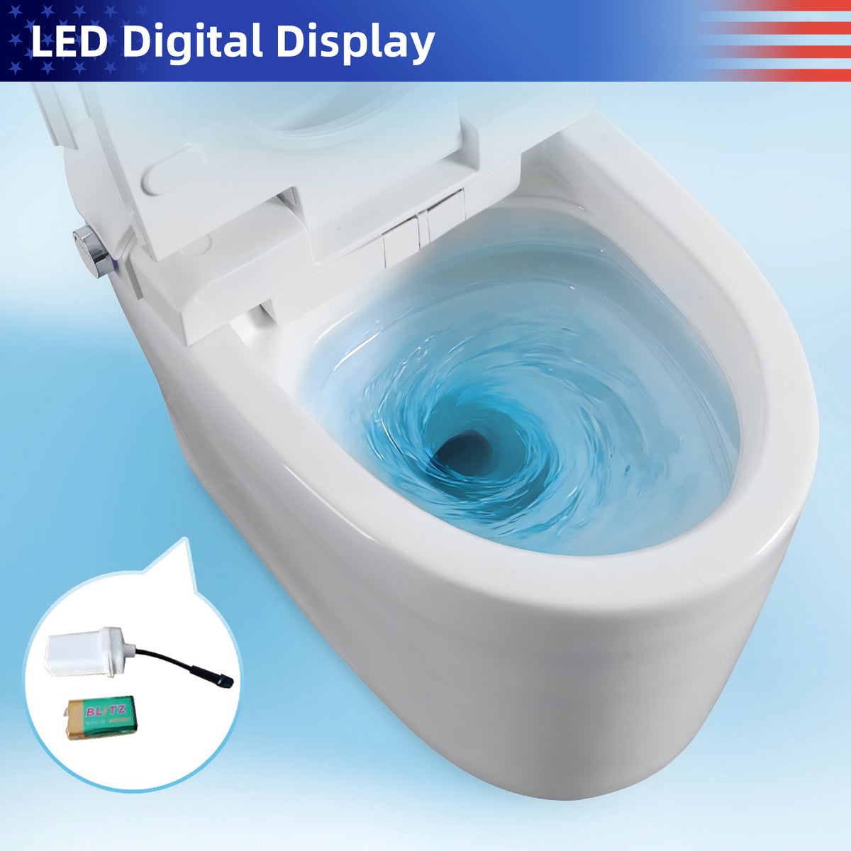 Rainlex Tankless Smart Bidet Toilet with Auto Open Lid, Heated Seat, Bubble Wash, Warm Water Wash, Dryer, Foot Sensor & Side Knob Control(T67)