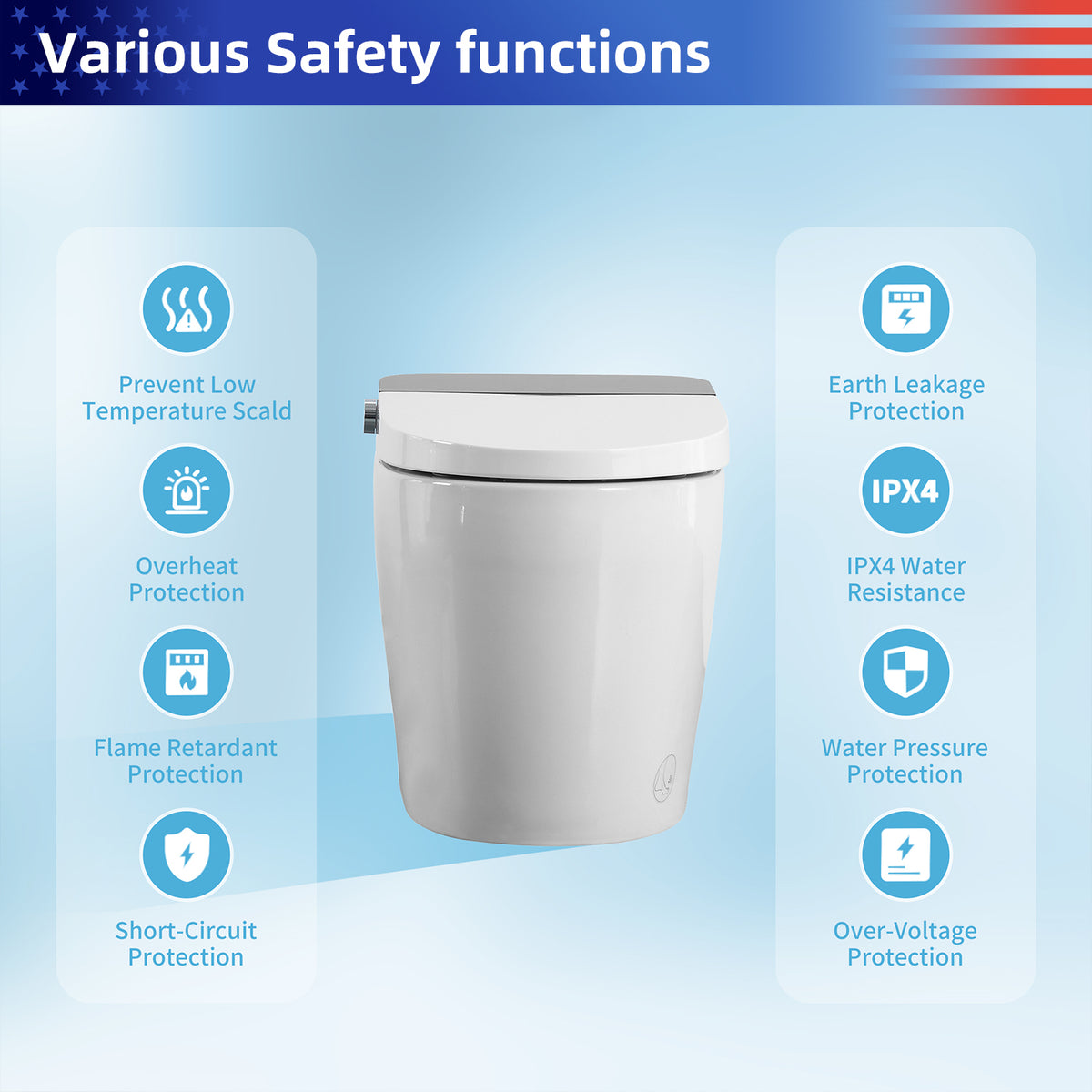 Rainlex Smart Bidet Toilet with Built-in Booster Tank, Radar Sensor Auto Lid, Heated Seat, Warm Water Wash, Dryer, Self-Cleaning Nozzle & Remote Control(T68)