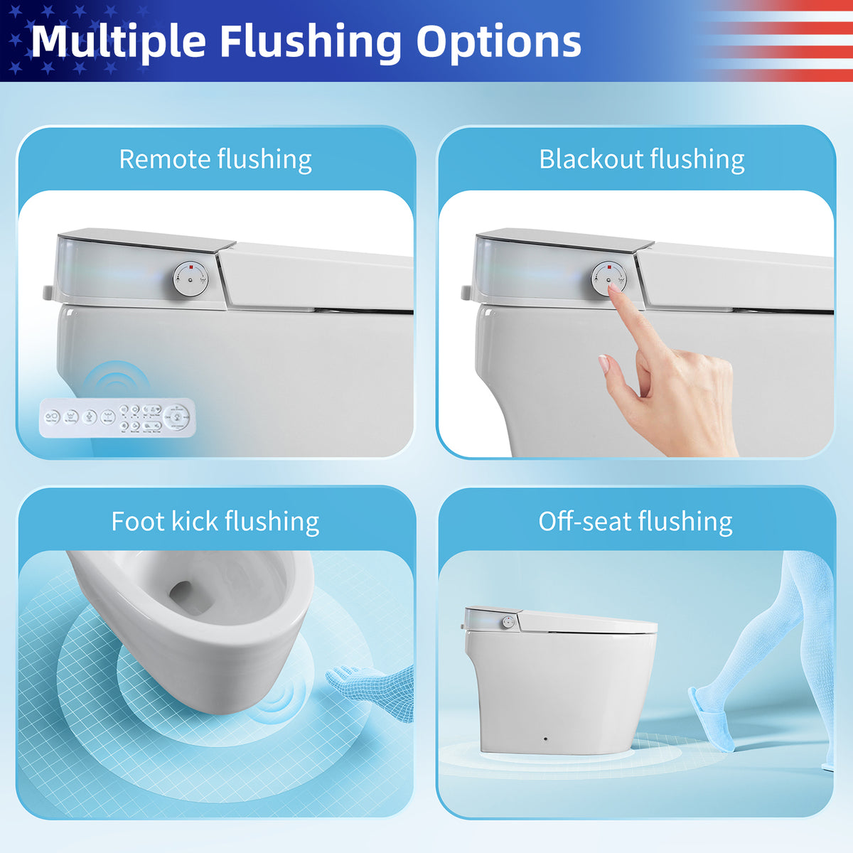 Rainlex ADA Smart Bidet Toilet with Built-in Booster Tank, Radar Sensor Auto Lid, Heated Seat, Warm Water Wash, Dryer, Foot Sensor & Remote Control(T69)