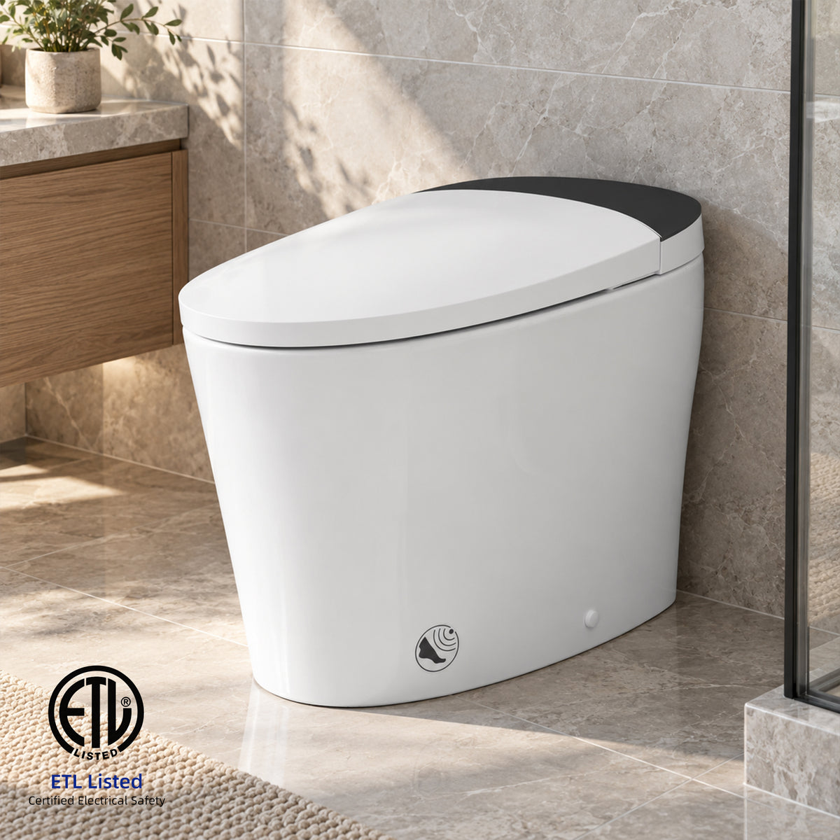 Rainlex Smart Bidet Toilet with ADA Comfort Height, Heated Seat, Dual Flush 1.0/1.28 GPF, Warm Dryer, Night Light & Remote Control(T72)
