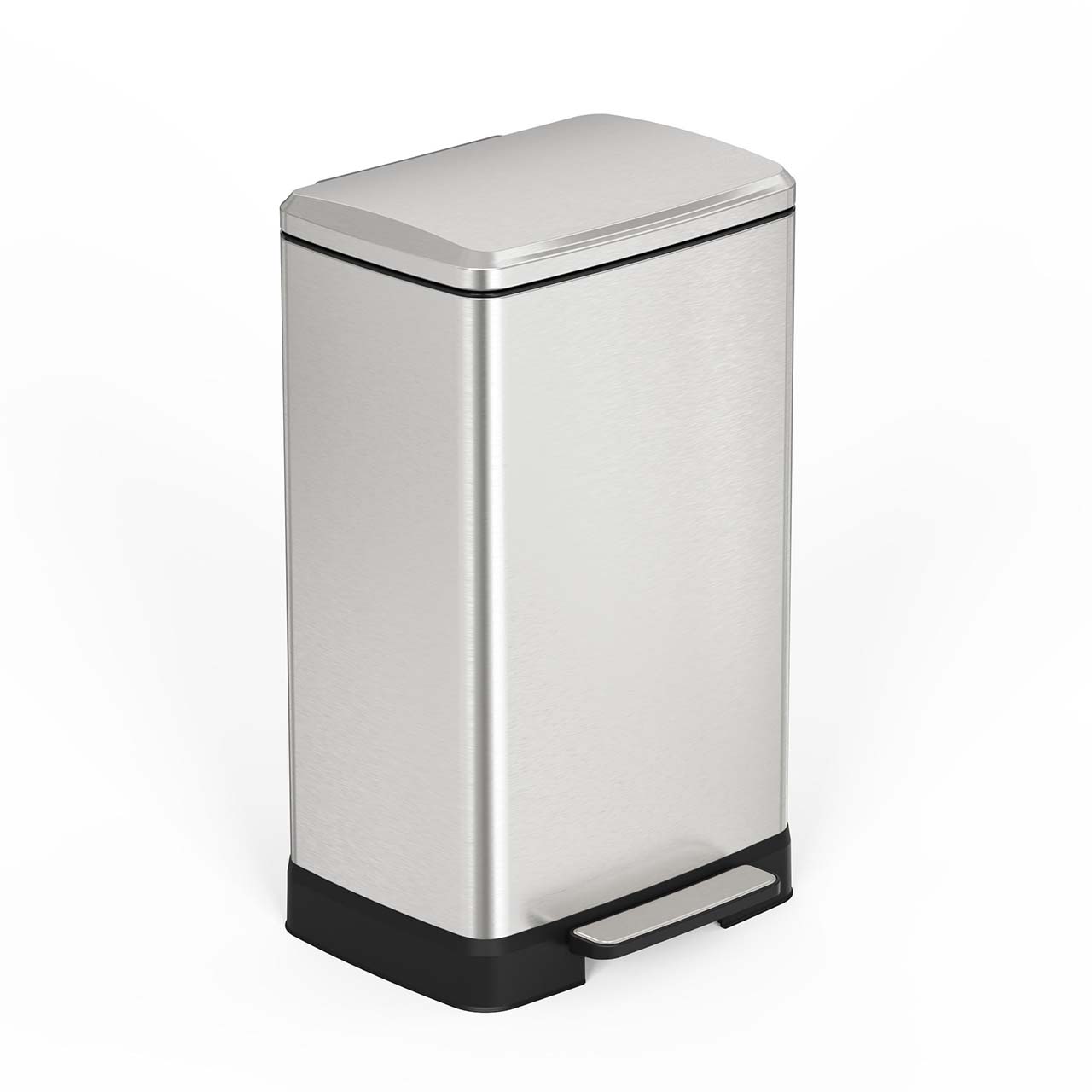 14.5 Gal. Stainless Steel Step Trash Can with Soft-Close Lid, Removable Inner Bucket, Detachable Wheels and Odor Control Slot,RX-TB01-14