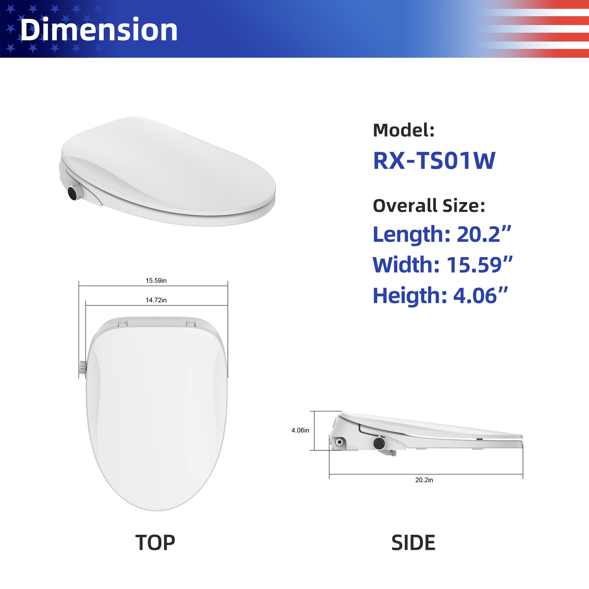 Siège de toilette avec bidet intégré RX-TS01W
