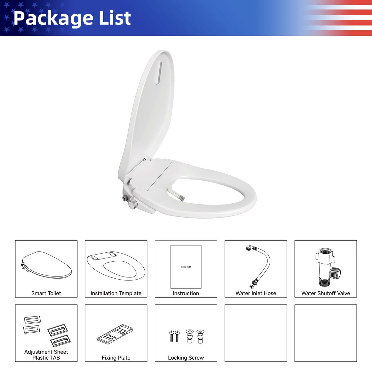 Rainlex Smart Bidet Toilet Seat with Instant Warm Water, Heated Seat, Bubble Wash, Night Light & Knob Control