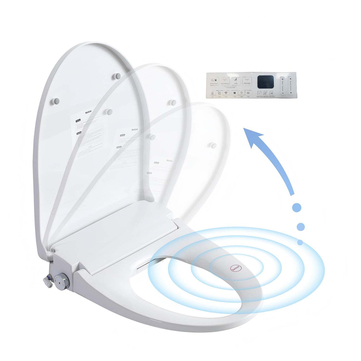 Smart Bidet Toilet Seat with Auto Open/Close Lid, Heated Seat, Adjustable Water Temperature & Pressure, Self-Cleaning Nozzle, Night Light