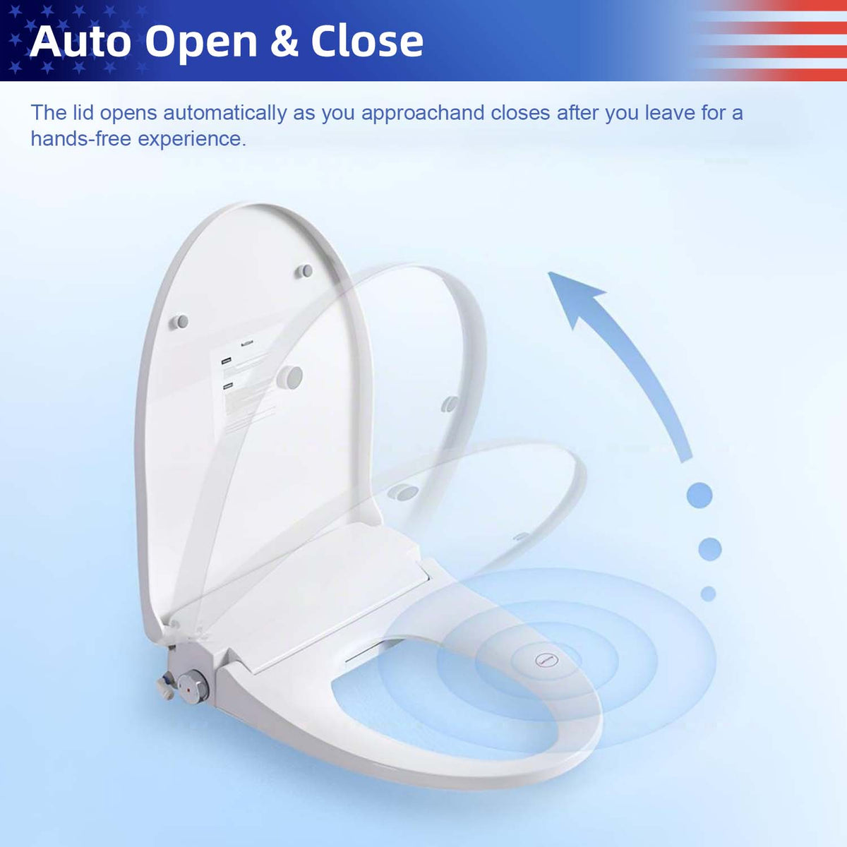 Smart Bidet Toilet Seat with Auto Open/Close Lid, Heated Seat, Adjustable Water Temperature & Pressure, Self-Cleaning Nozzle, Night Light