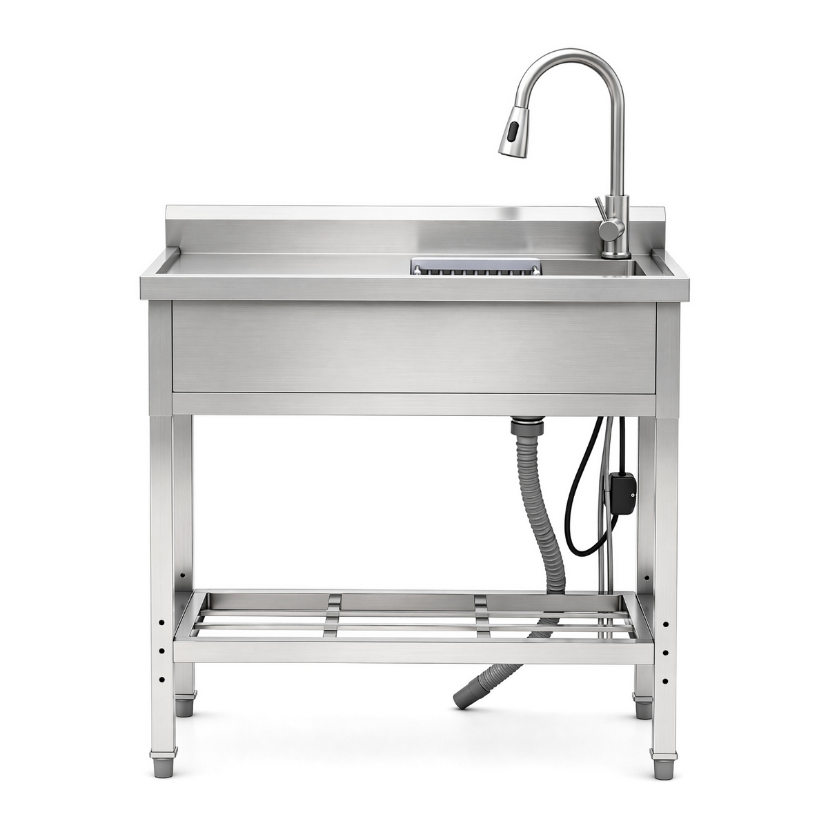RAINLEX 39" Freestanding Utility Sink with Pull-Out Faucet in Stainless Steel
