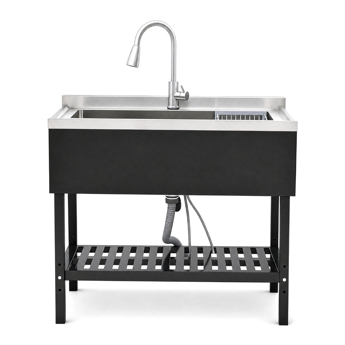 RAINLEX 39" Freestanding Utility Sink with Pull-Out Faucet in Stainless Steel