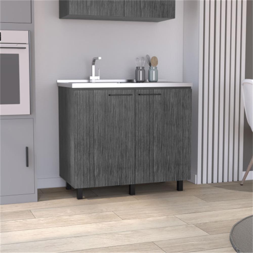 RAINLEX 39" Freestanding Utility Sink Cabinet with Double Basins & Soft-Close Doors (US13)