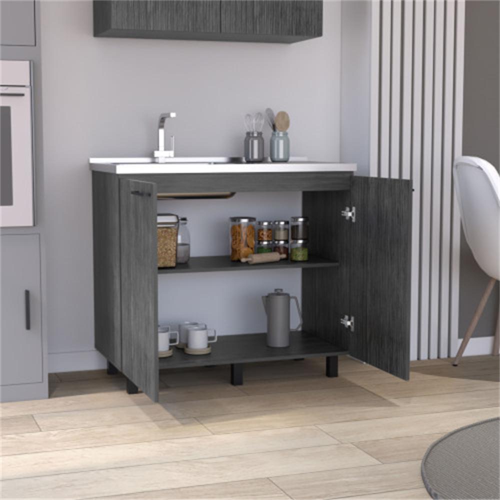 RAINLEX 39" Freestanding Utility Sink Cabinet with Double Basins & Soft-Close Doors (US13)