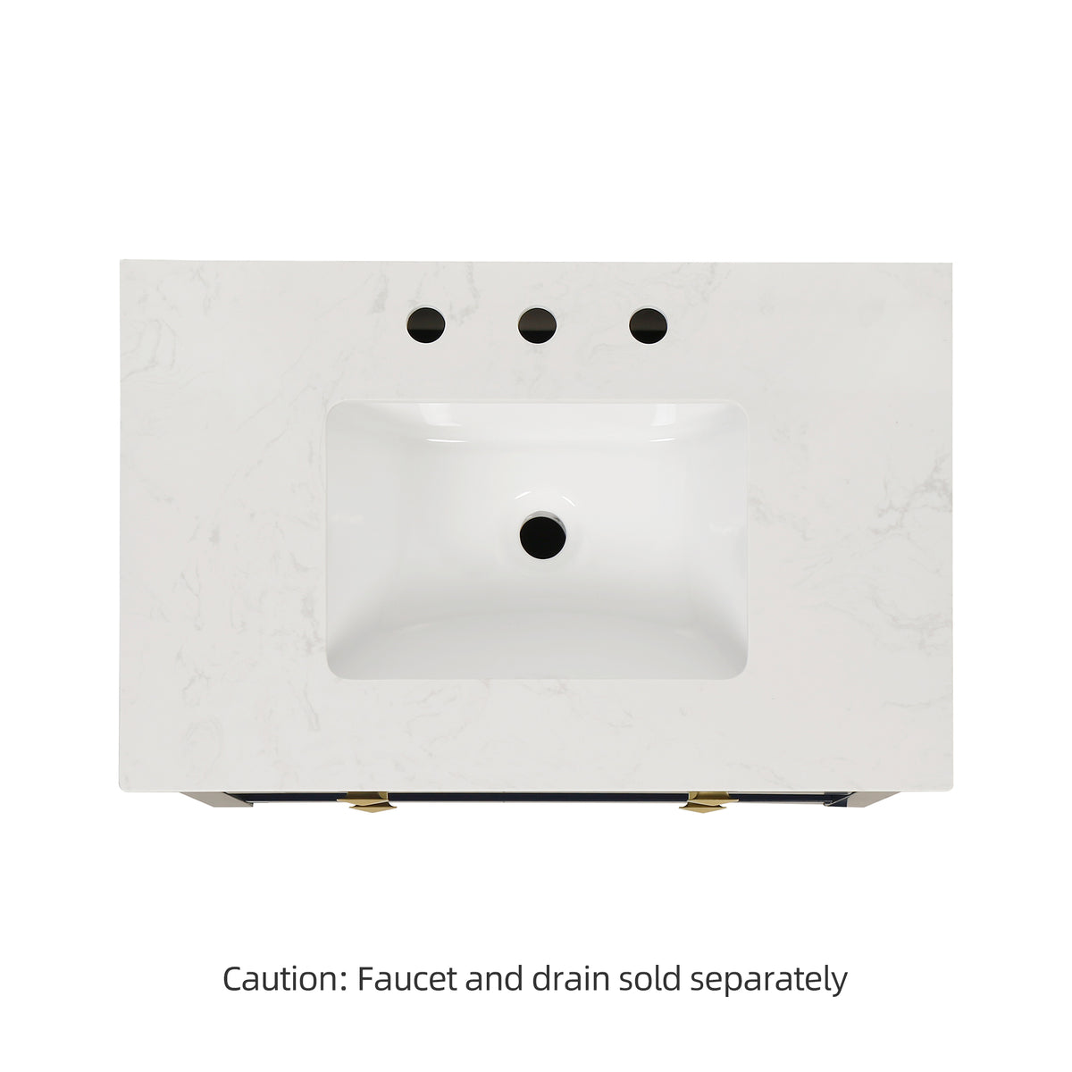RAINLEX 30 in. Freestanding Bathroom Vanity with Natural Marble Top (V01)