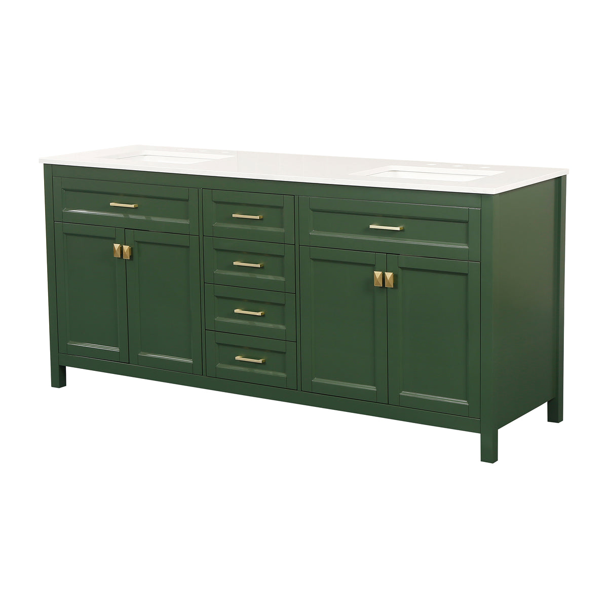 RAINLEX 72 in. Freestanding Bathroom Vanity with Natural Marble Top