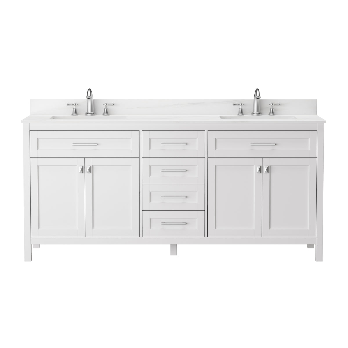 RAINLEX 72 in. Freestanding Bathroom Vanity with Natural Marble Top