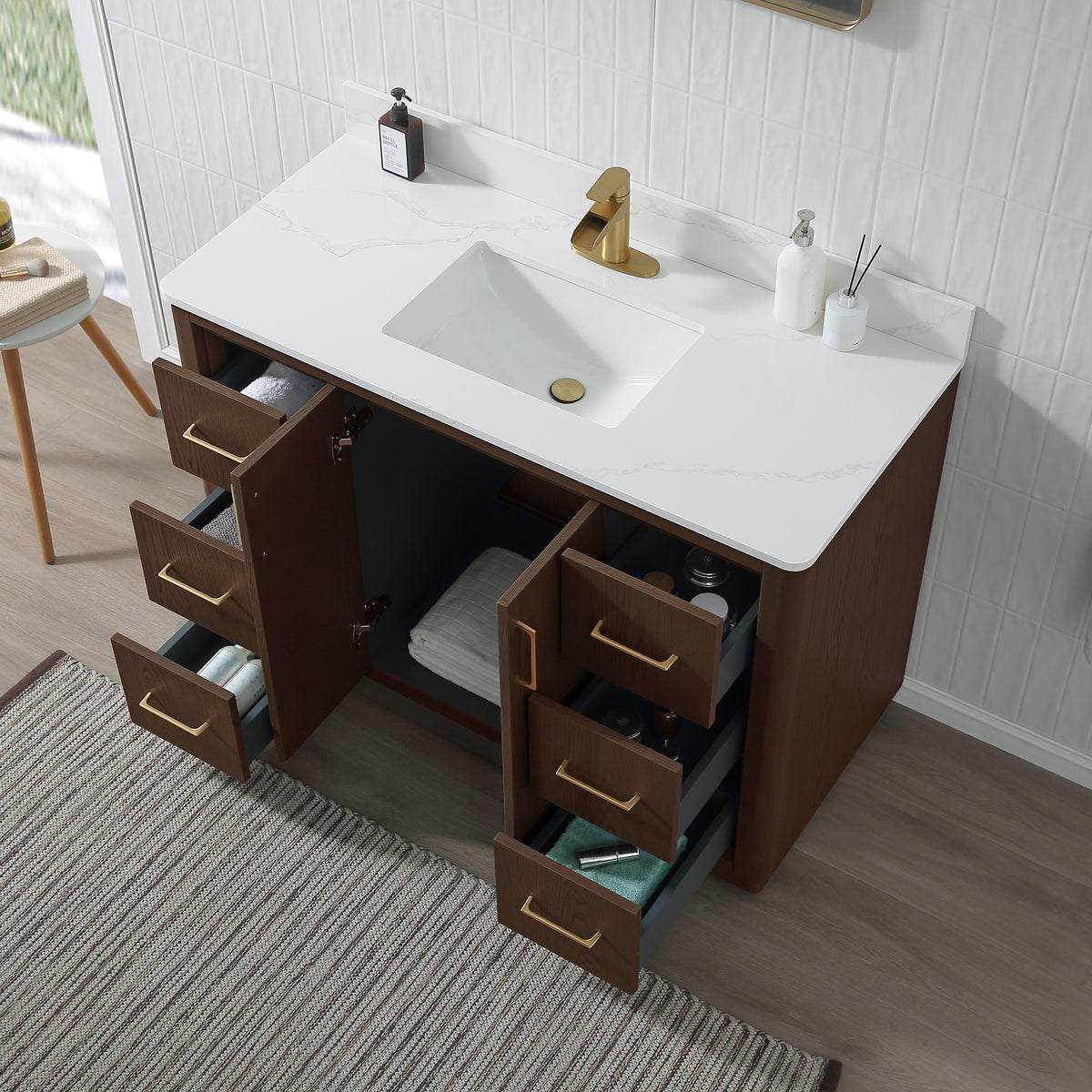 RAINLEX Freestanding Single Bathroom Vanity with Quartz Top (V04)