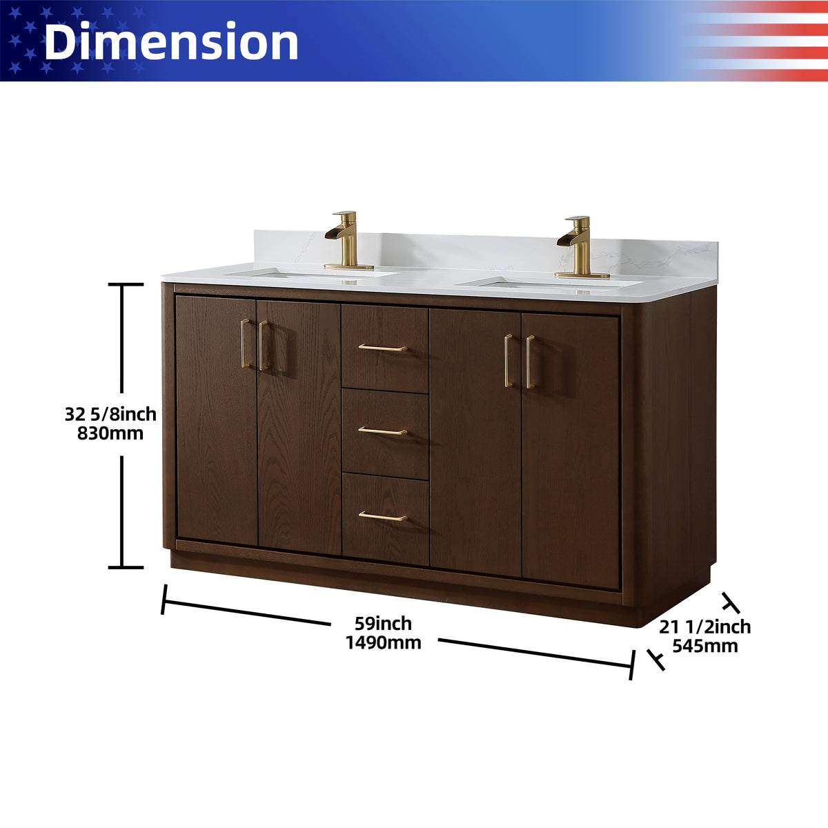 RAINLEX Freestanding Single Bathroom Vanity with Quartz Top (V04)
