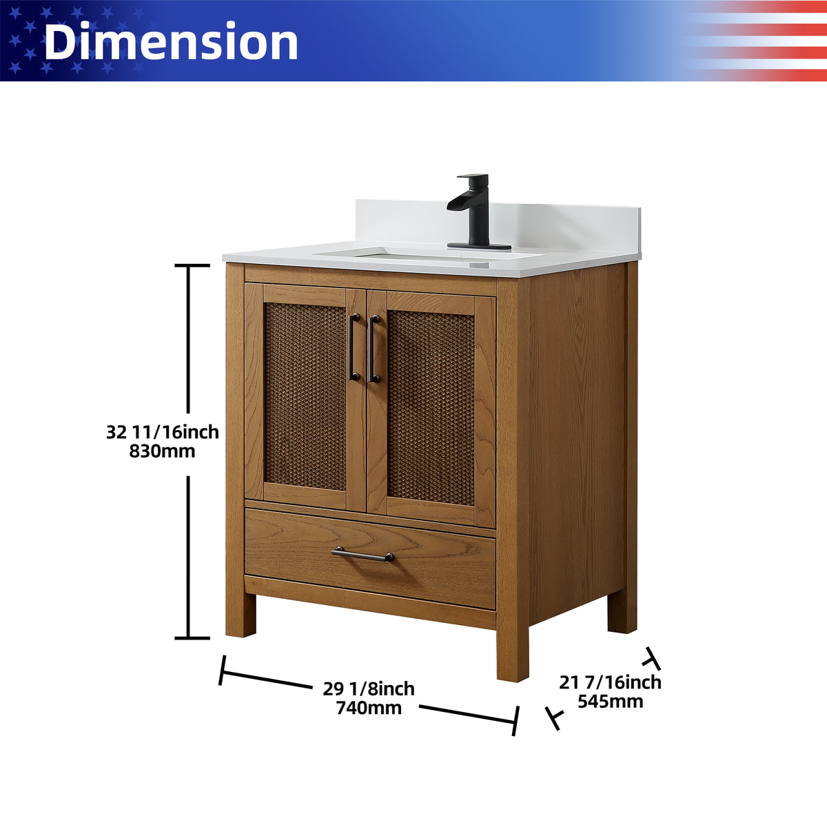 RAINLEX Freestanding Single Bathroom Vanity with Quartz Top