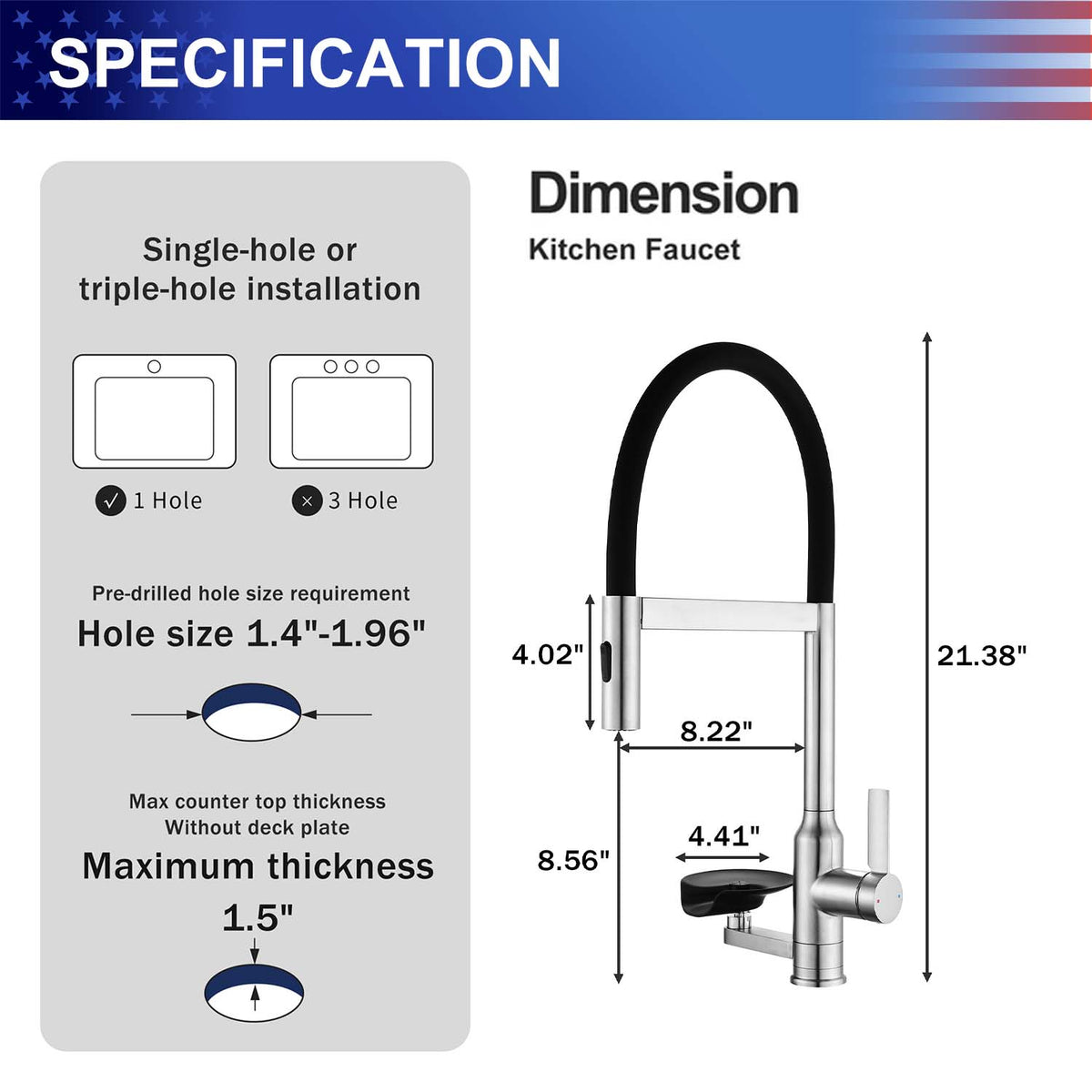 RAINLEX Brushed Nickel Kitchen Faucet with Magnetic Pull-Down Sprayer, 2 Spray Modes