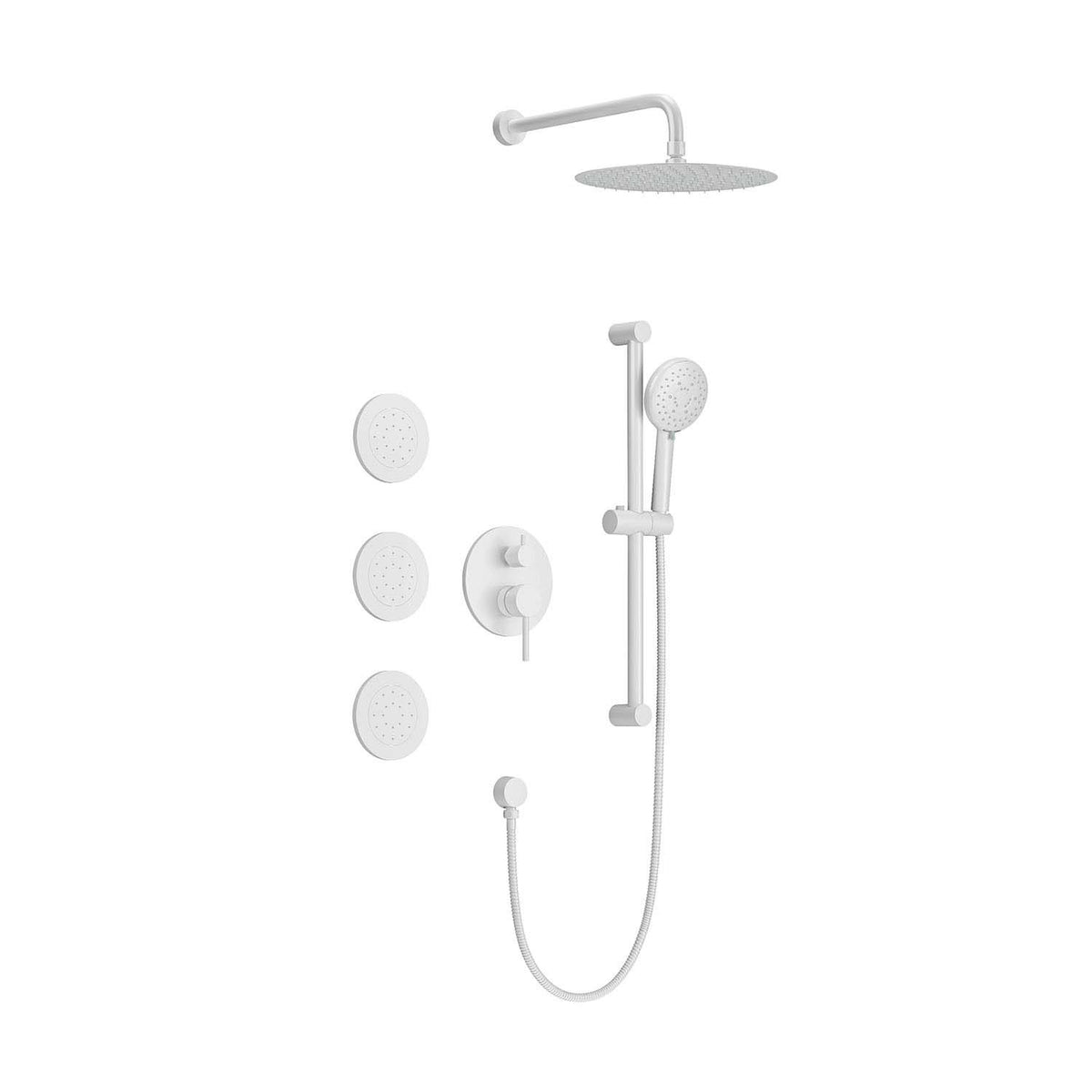 RAINLEX Wall-Mounted Rain Shower System with Pressure-Balancing Valve, Hand Shower, Slide Bar