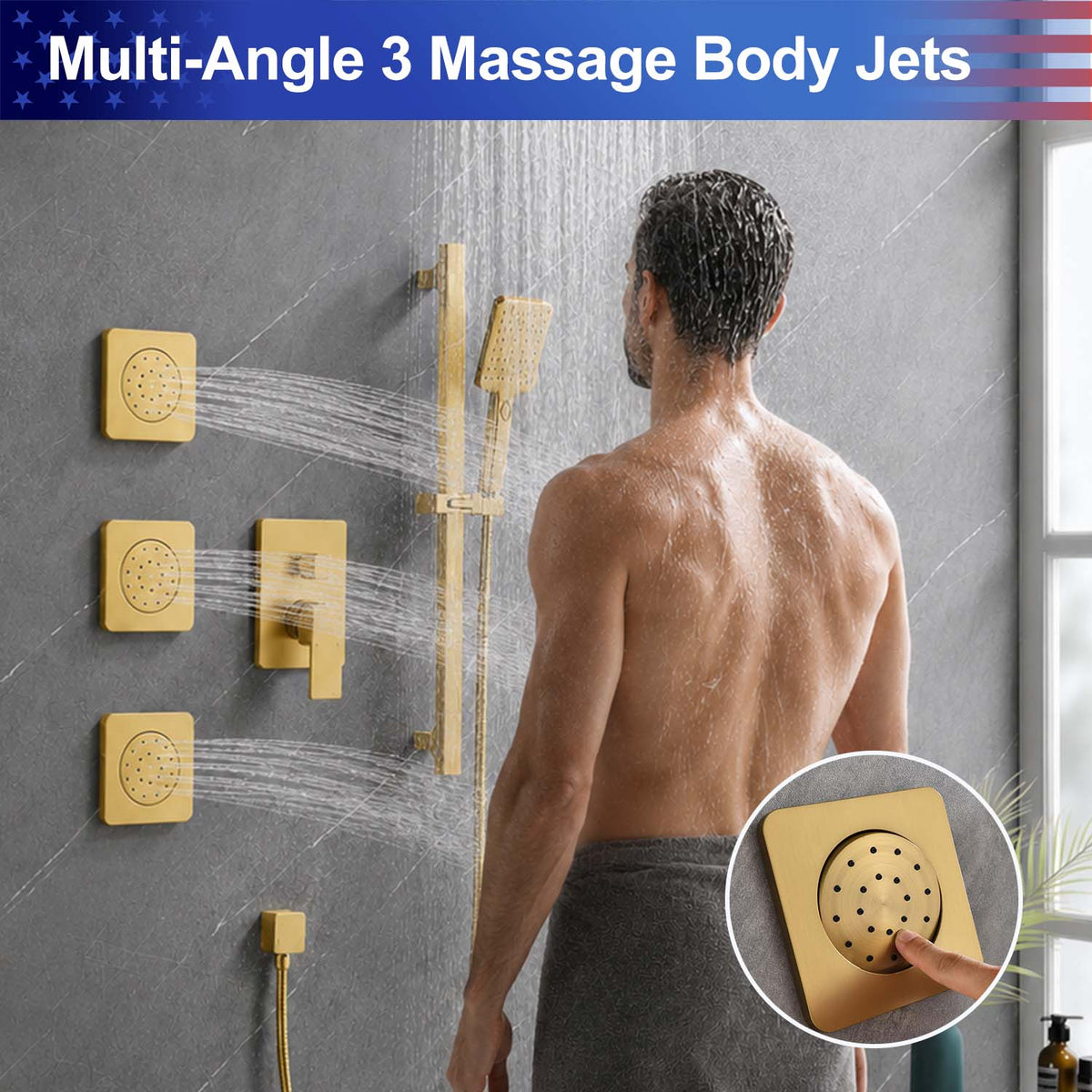 RAINLEX Wall-Mounted Rain Shower System with SUS304 Shower Head, Hand Shower, Slide Bar