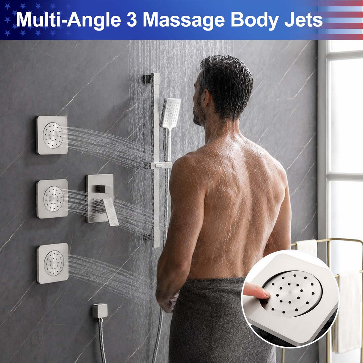 RAINLEX Wall-Mounted Rain Shower System with SUS304 Shower Head, Hand Shower, Slide Bar