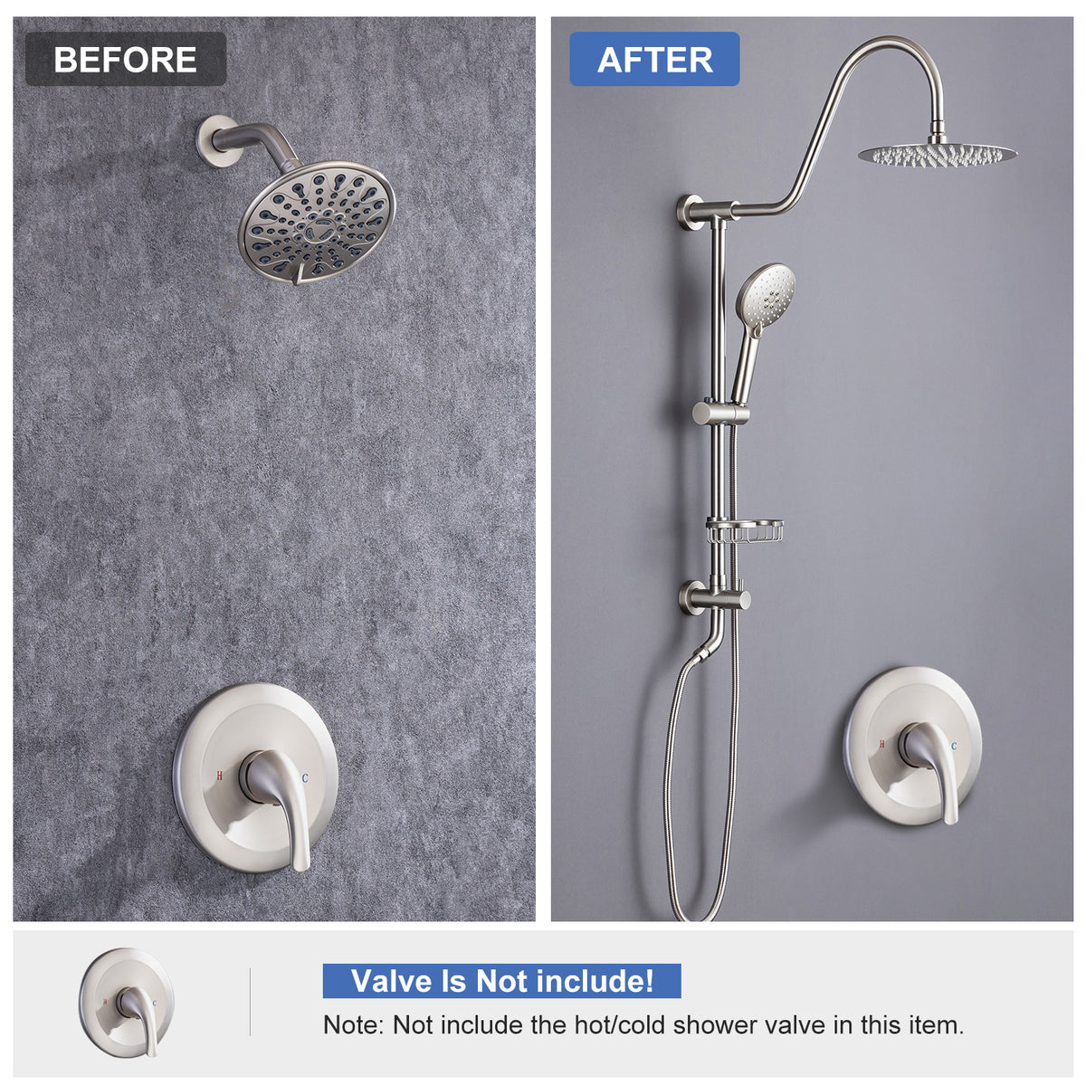 Système de douche avec pomme de douche à effet pluie et douche à main RX2001