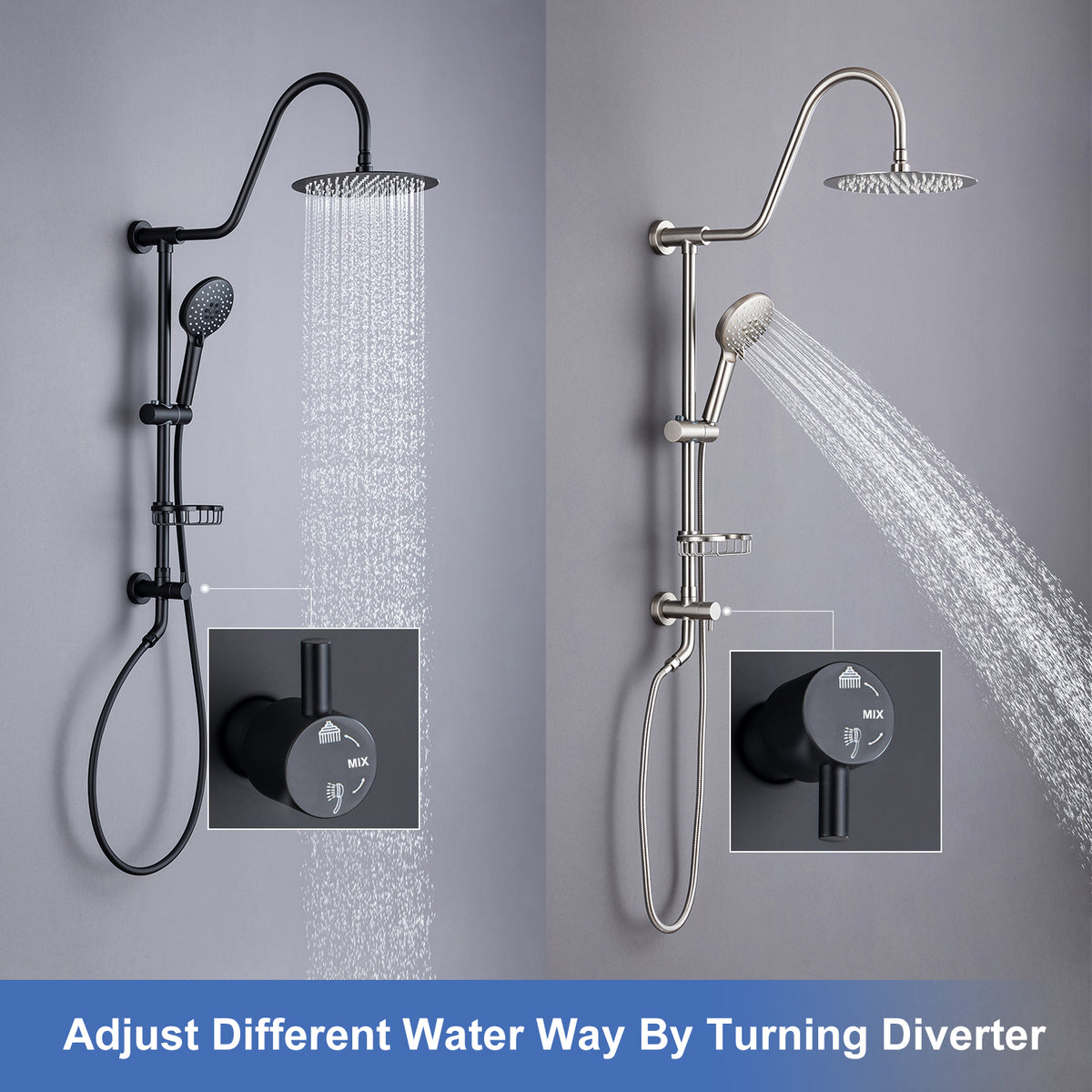 Système de douche avec pomme de douche à effet pluie et douche à main RX2001