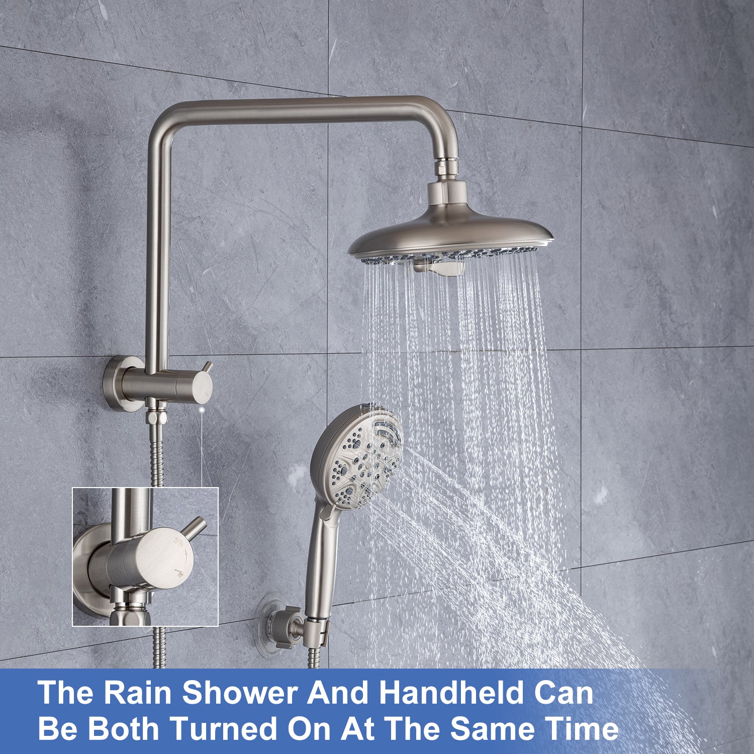 Shower System with Rain Shower Head and Handheld Shower (S2003)