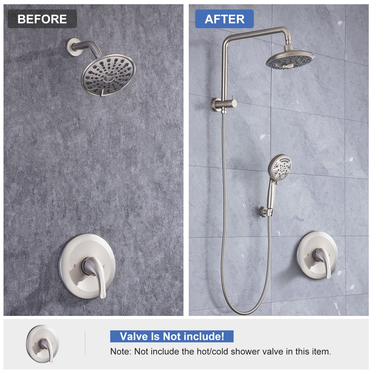 Shower System with Rain Shower Head and Handheld Shower (S2003)