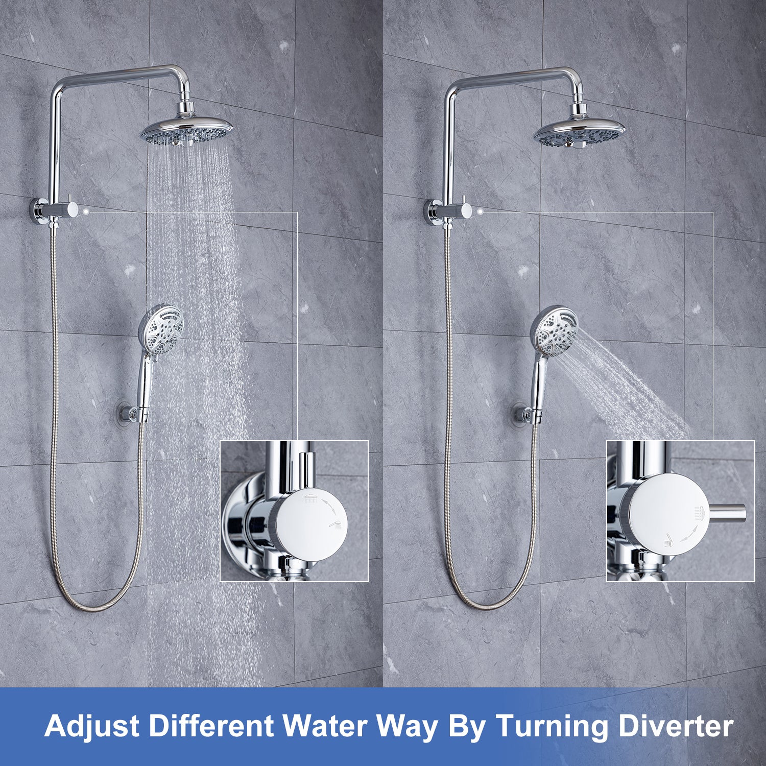 Shower System with Rain Shower Head and Handheld Shower (S2003)