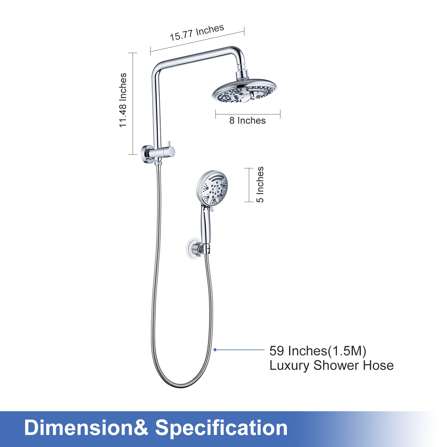 Shower System with Rain Shower Head and Handheld Shower (S2003)