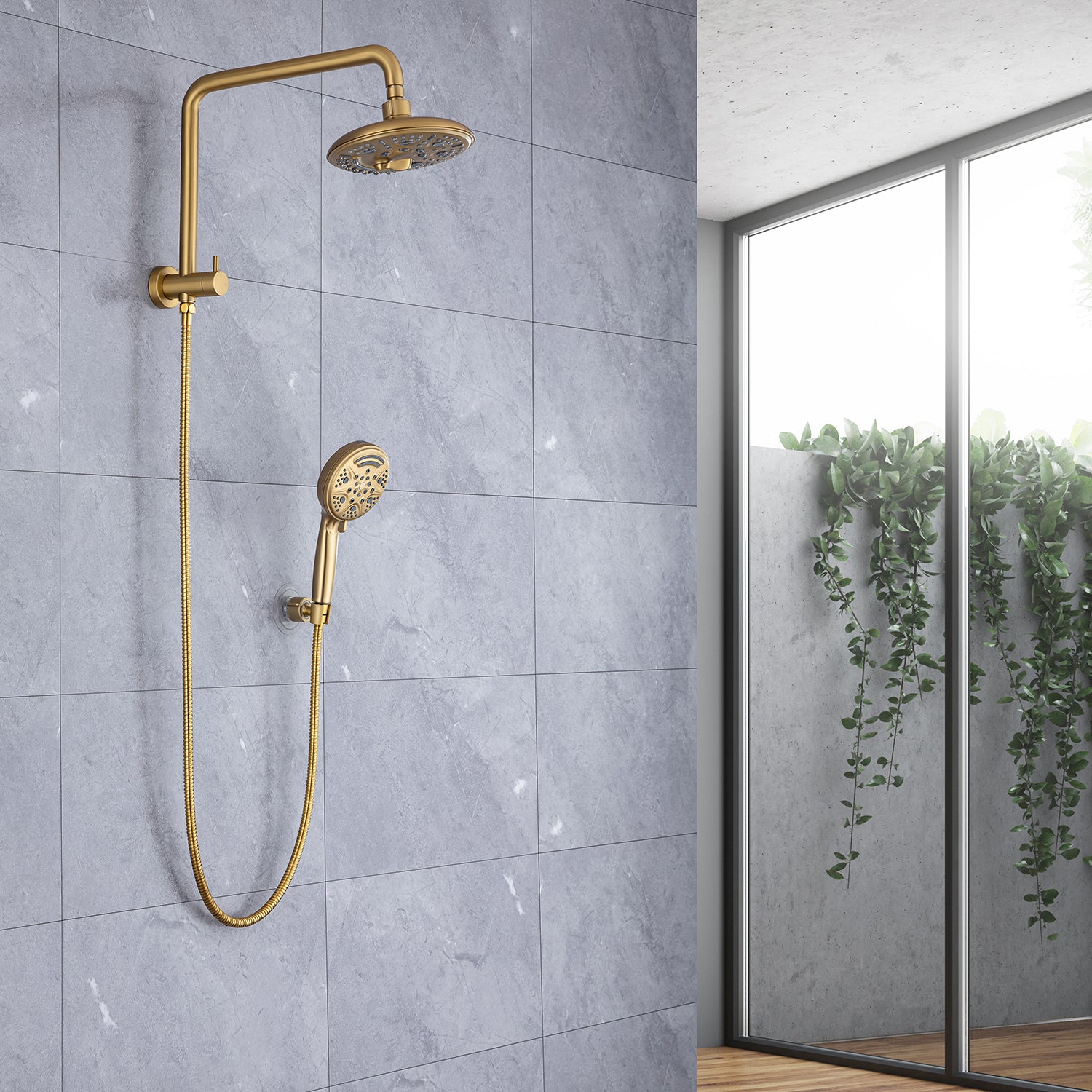 Shower System with Rain Shower Head and Handheld Shower (S2003)