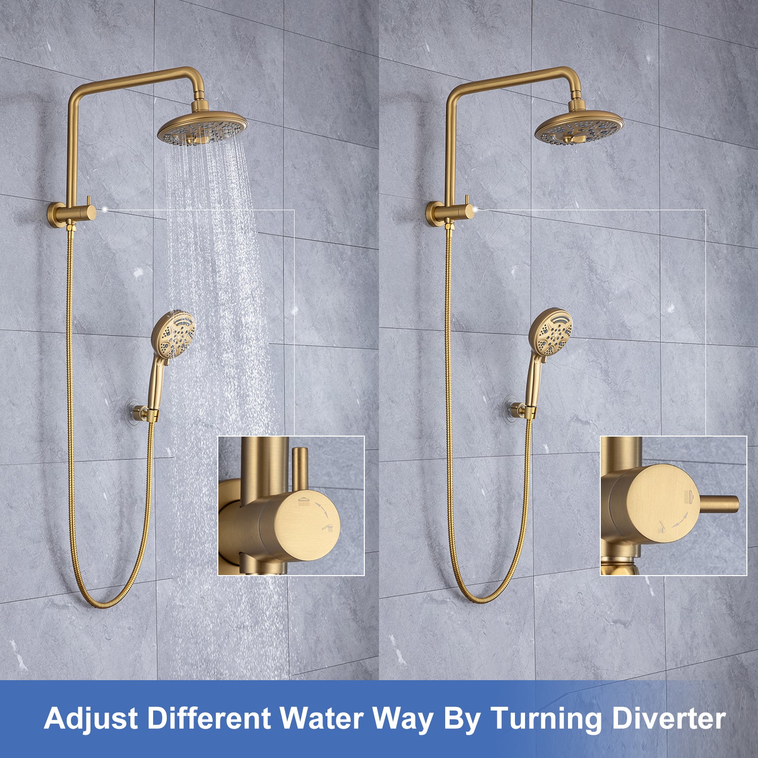 Shower System with Rain Shower Head and Handheld Shower (S2003)