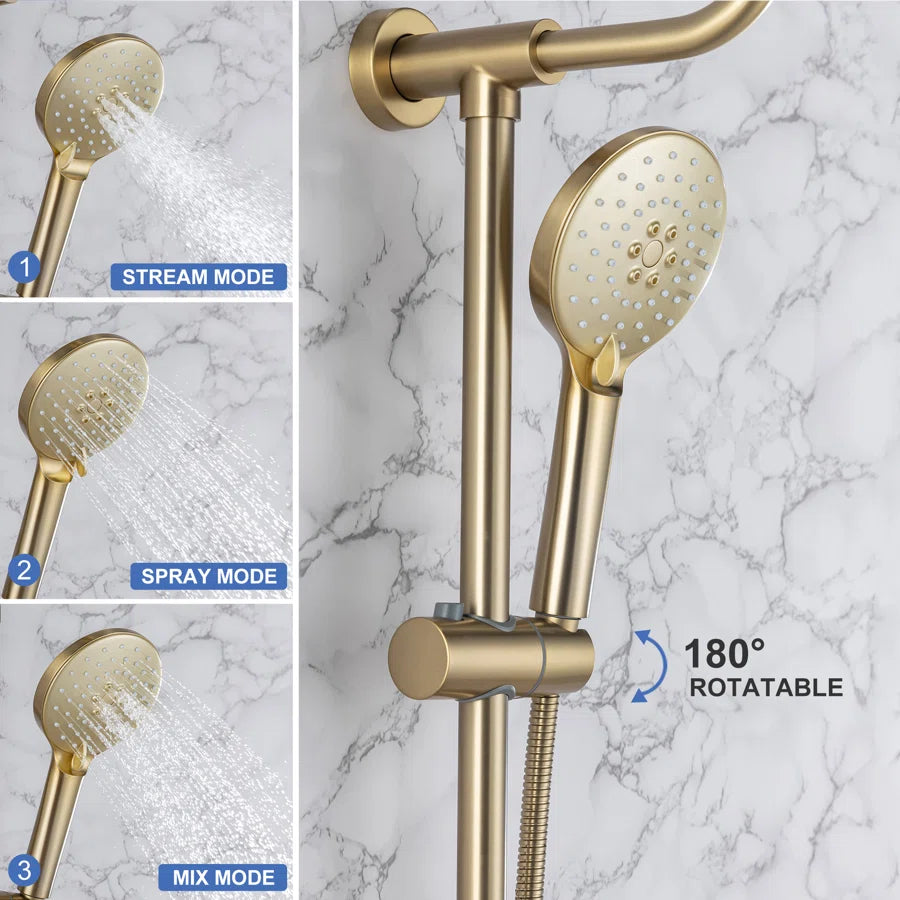 RAINLEX Shower System with Rain Shower Head, Handheld Shower and Tub Spout